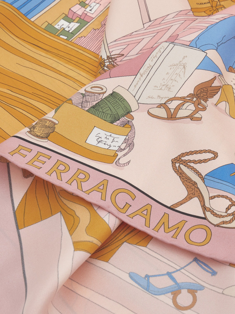 FERRAGAMO Oggetti print silk foulard outlook