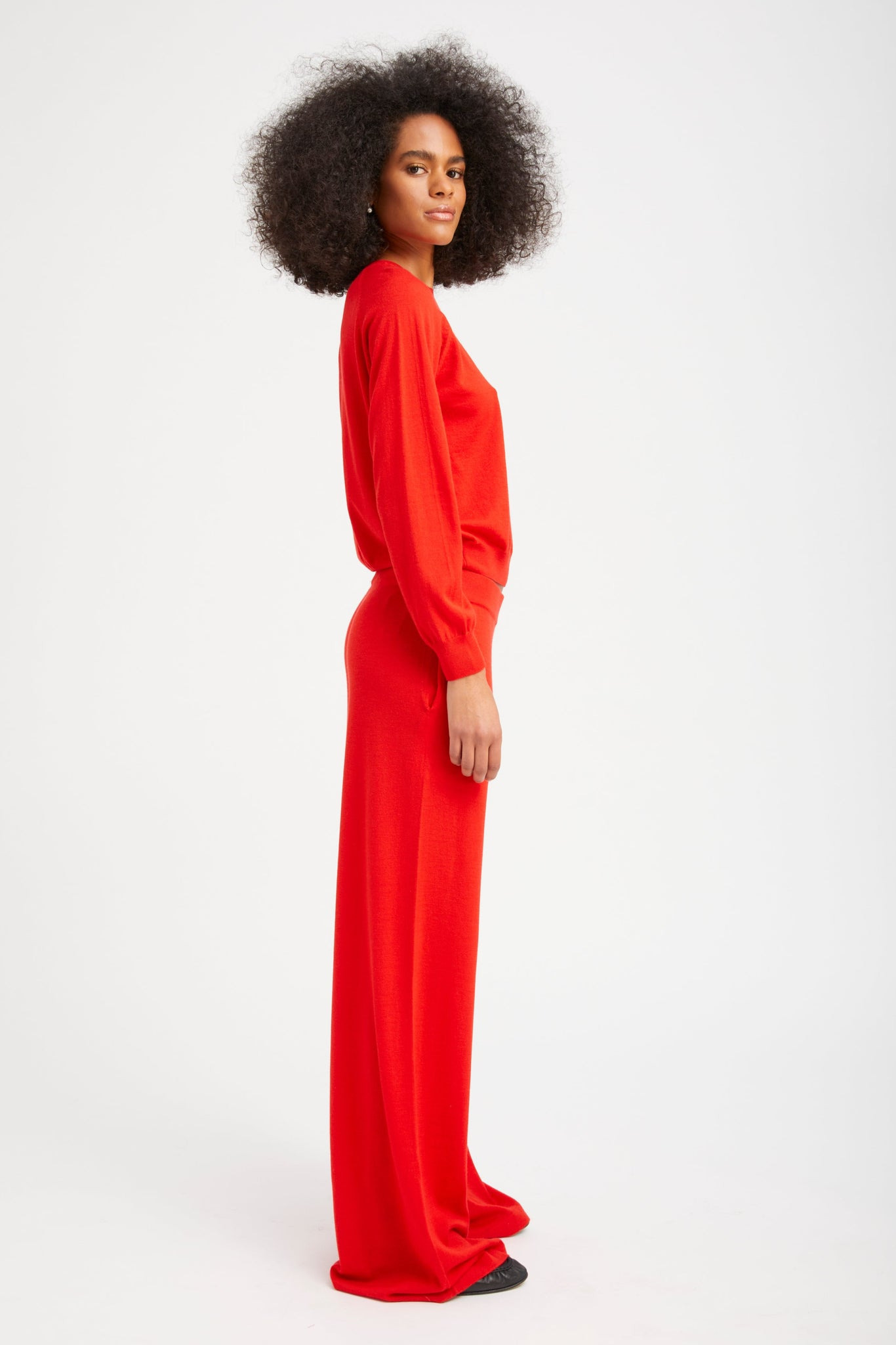 RED CASHMERE RAGLAN SWEATER - 3