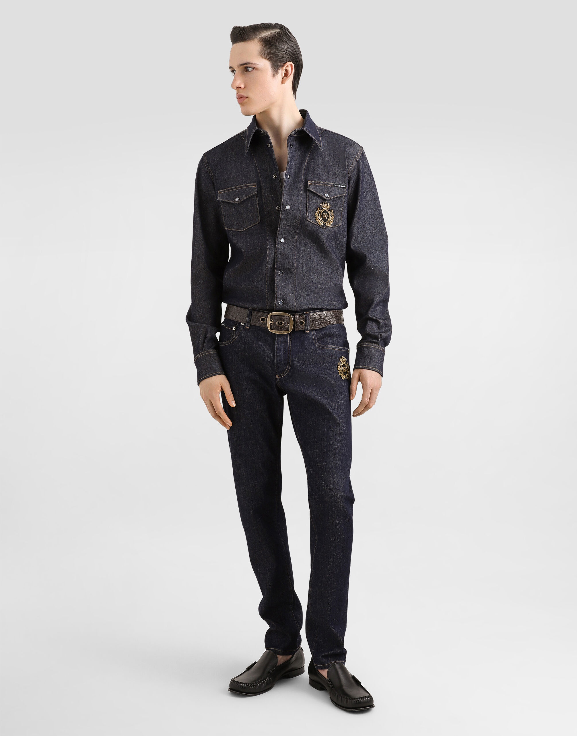 Slim-fit stretch cotton jeans with patch - 2