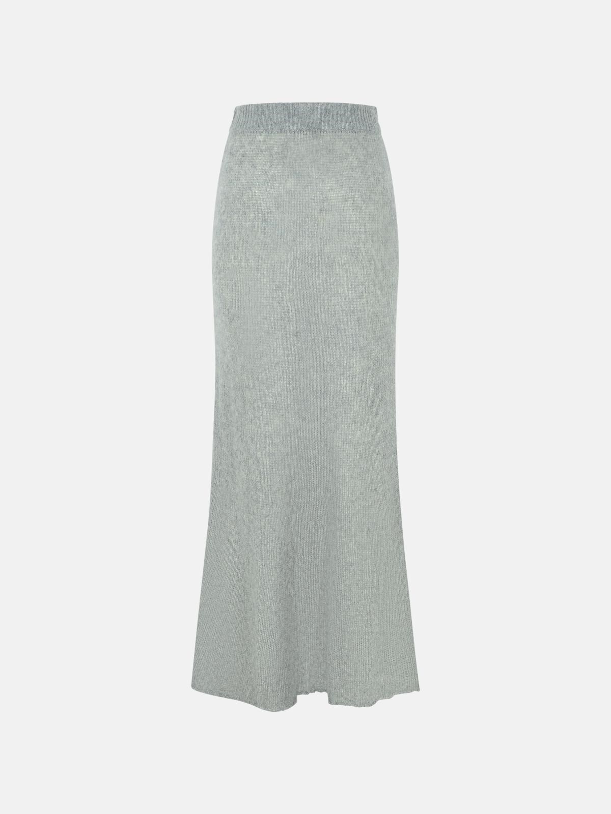 'KELSY' LONG SKIRT IN GREY SILK BLEND - 3