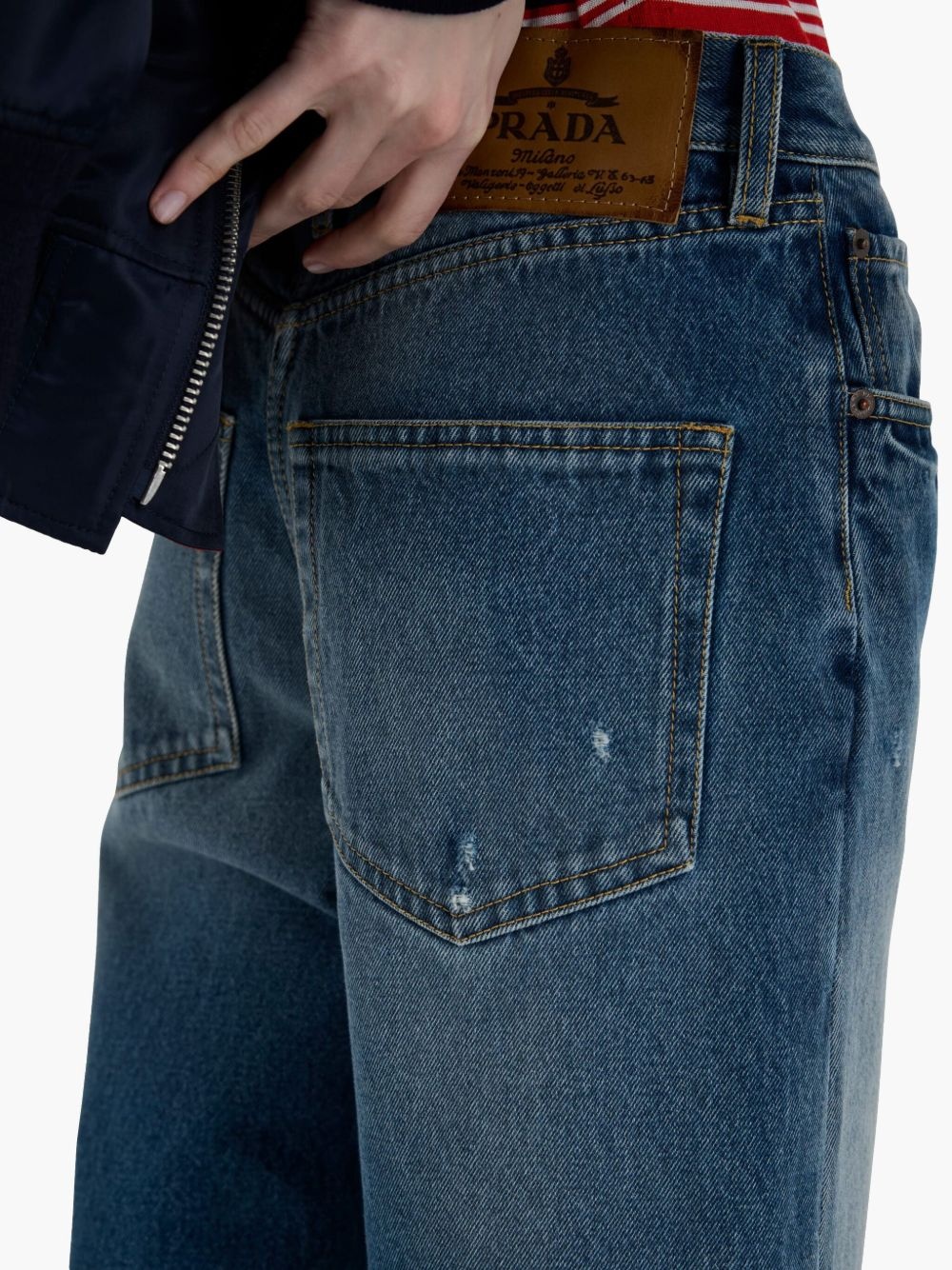 straight-leg denim shorts - 4
