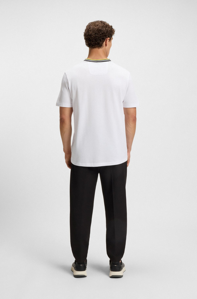 COTTON-PIQUÉ T-SHIRT WITH JACQUARD-WOVEN BACK COLLAR 5