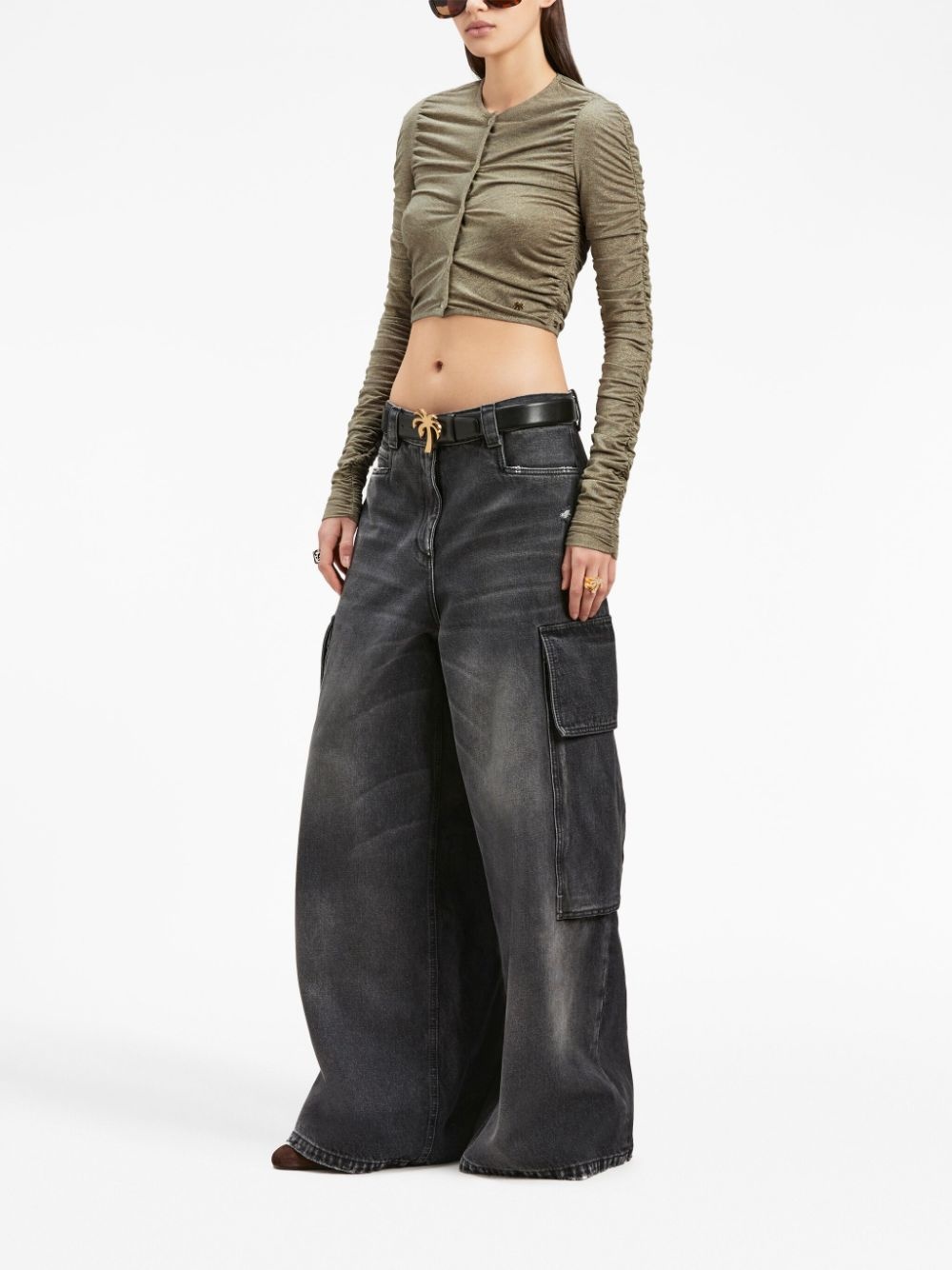 ruched Lurex cropped cardigan - 2