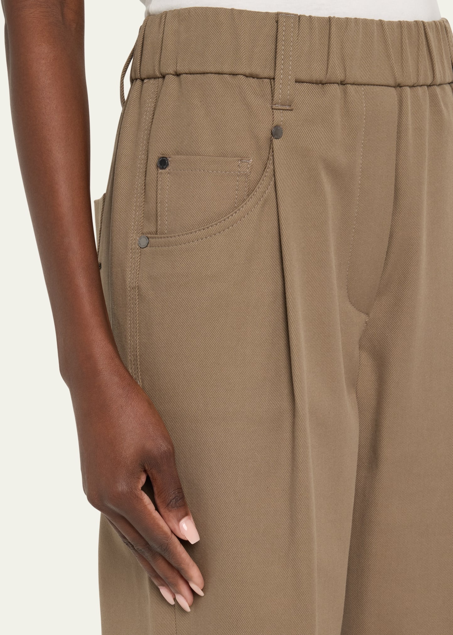 Cotton Twill Straight-Leg Ankle Pull-On Pants - 5