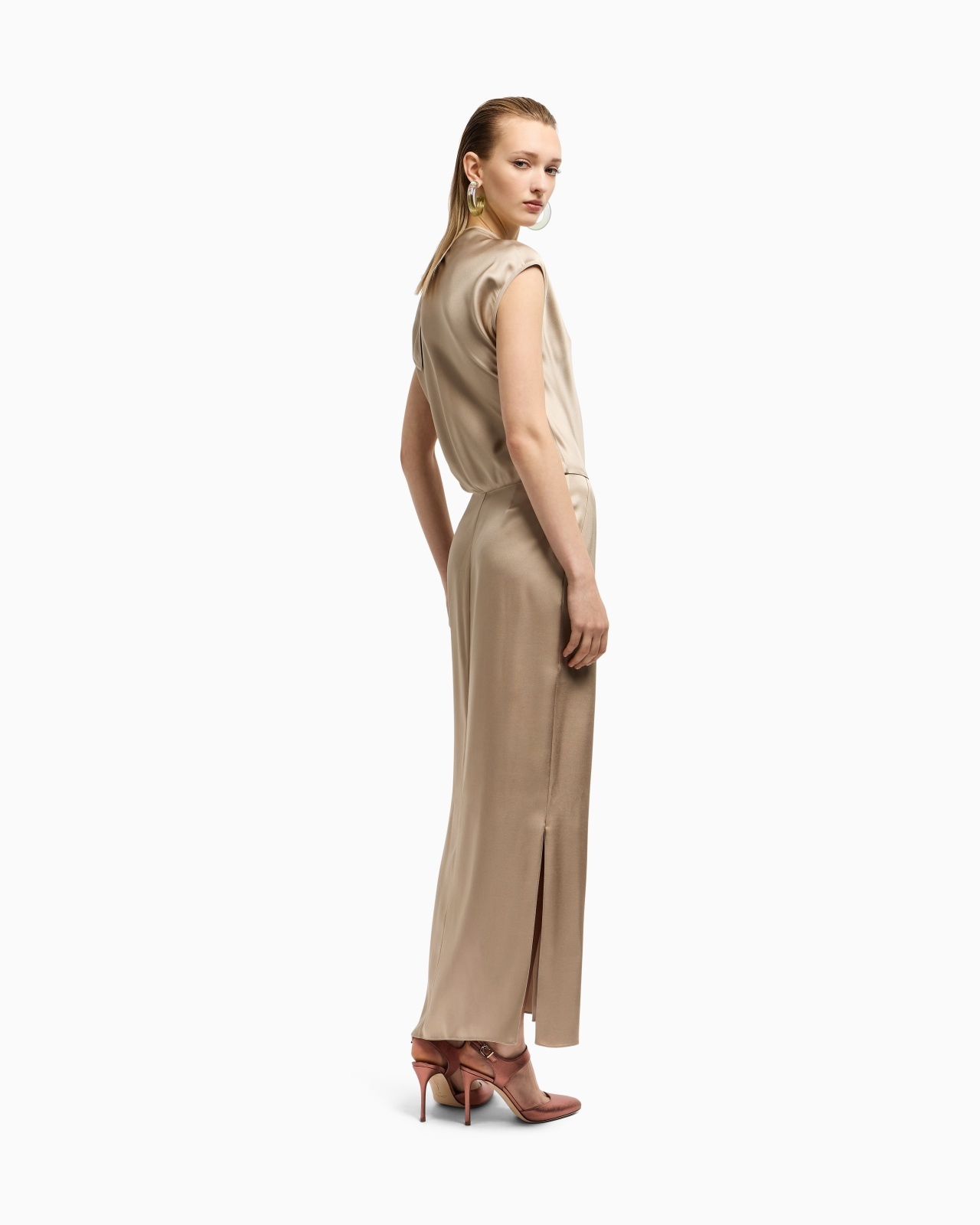 DOUBLE-FACED SILK-SATIN LONG DRESS - 3