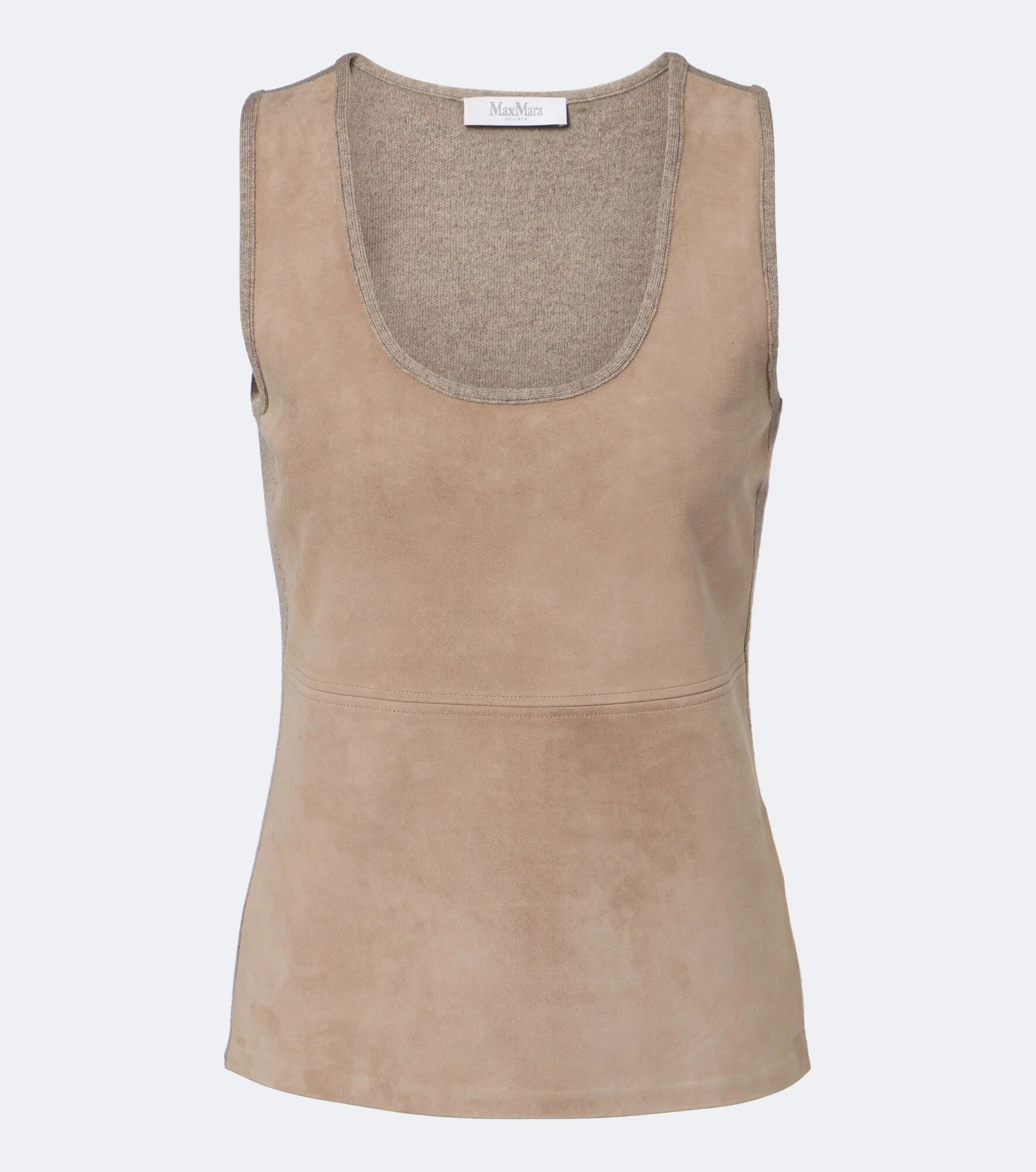 Wool and cashmere-paneled suede top - 1