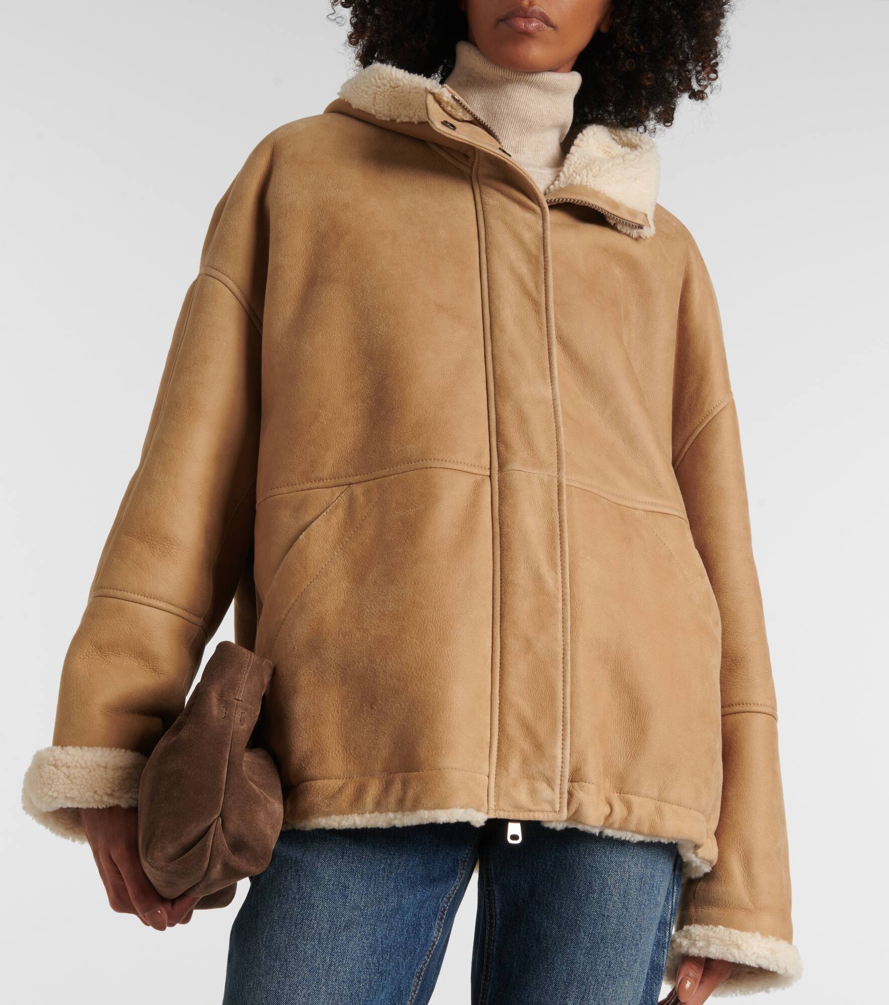 Shearling-lined leather jacket - 6