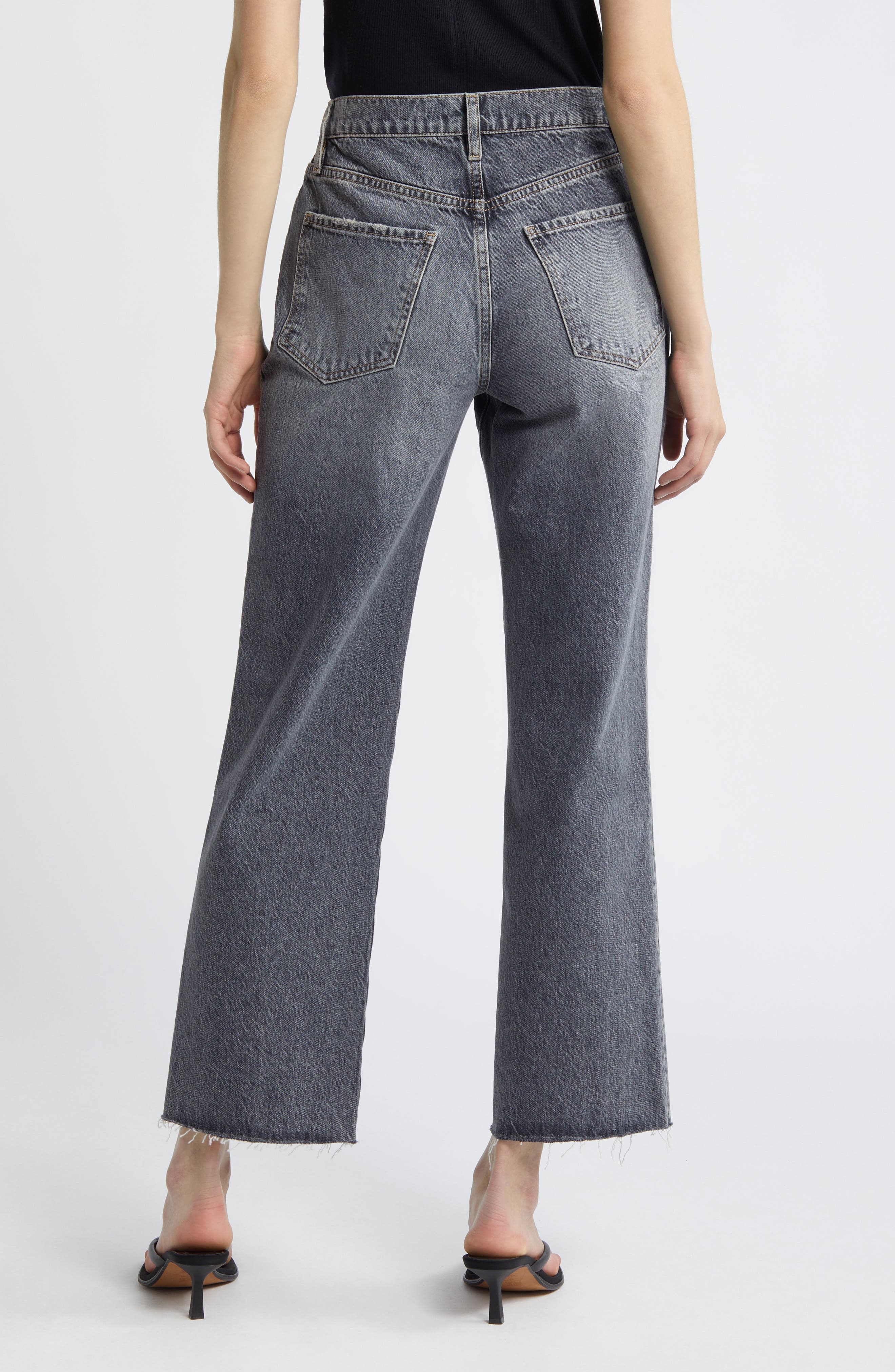 Le Jane Raw Hem High Waist Ankle Wide Leg Jeans - 2