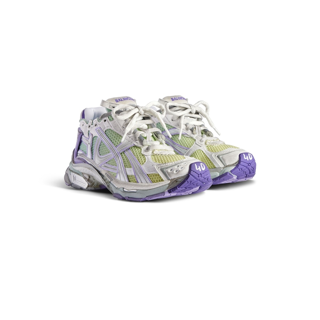 Women's Runner Gradient Sneaker  in White/grey/purple/neon Yellow - 2