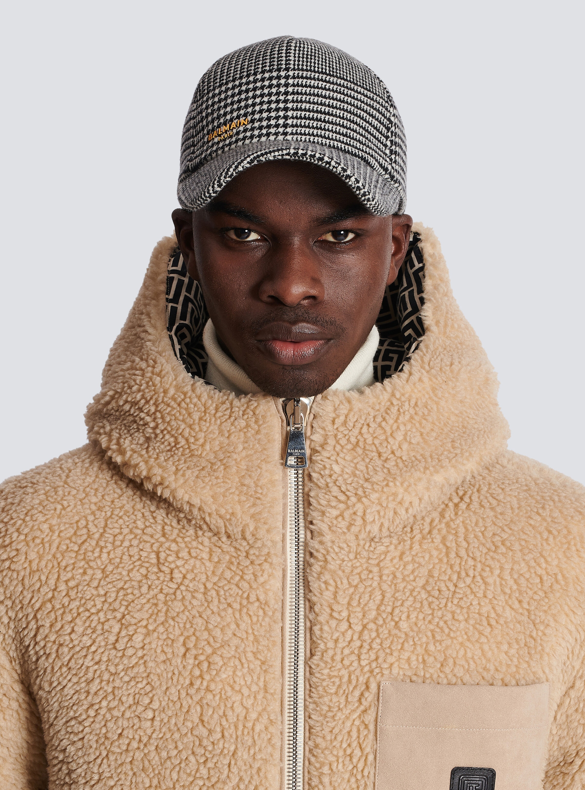 Balmain Paris Prince-of-Wales wool cap - 2