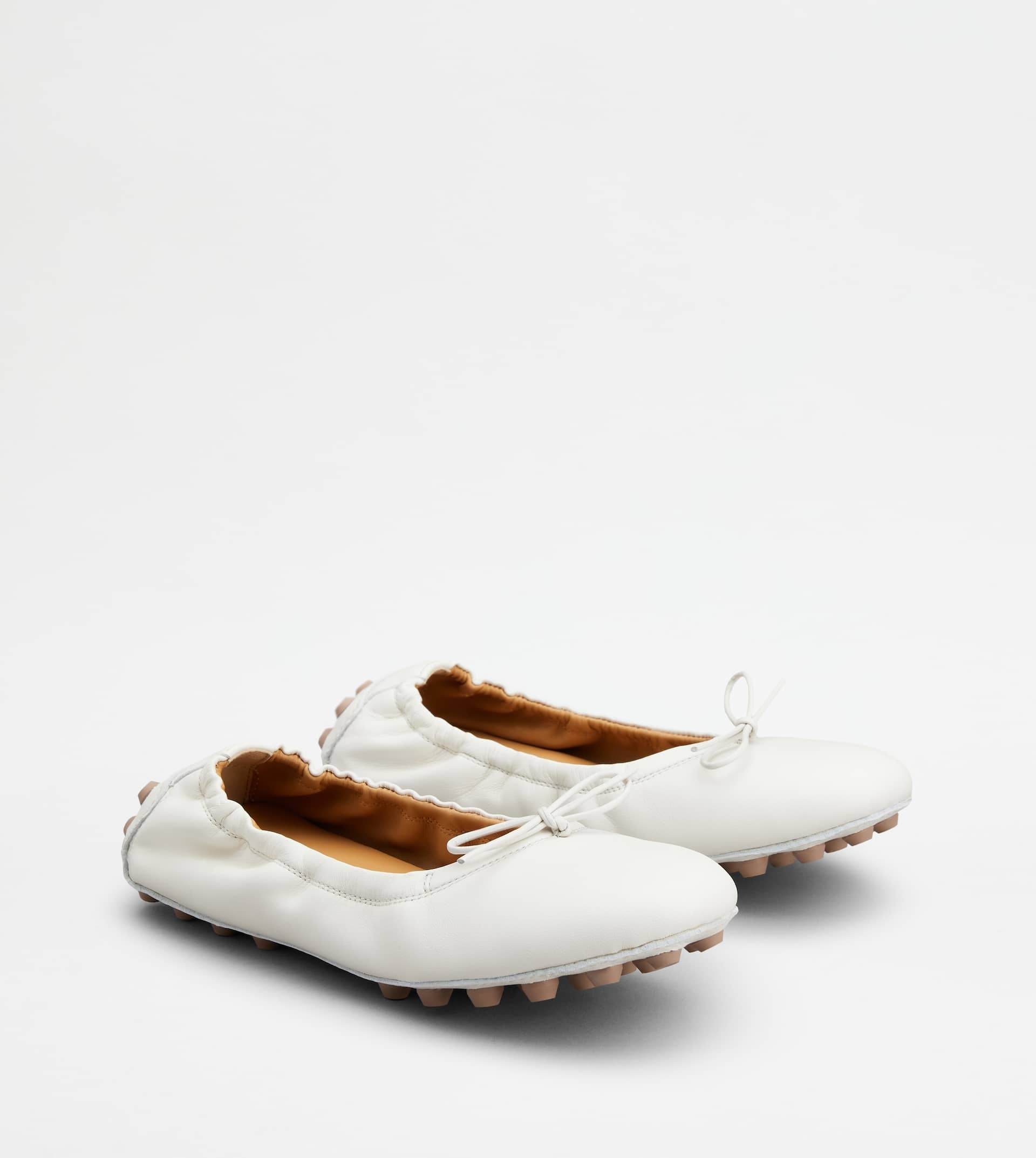 BUBBLE BALLERINAS IN LEATHER - WHITE, BROWN - 3