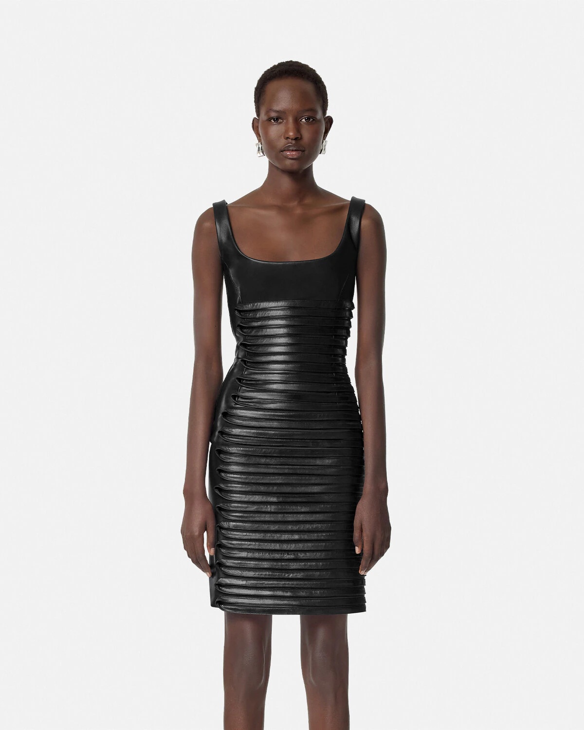 Plongé Leather Scoop Fitted Mini Dress - 4