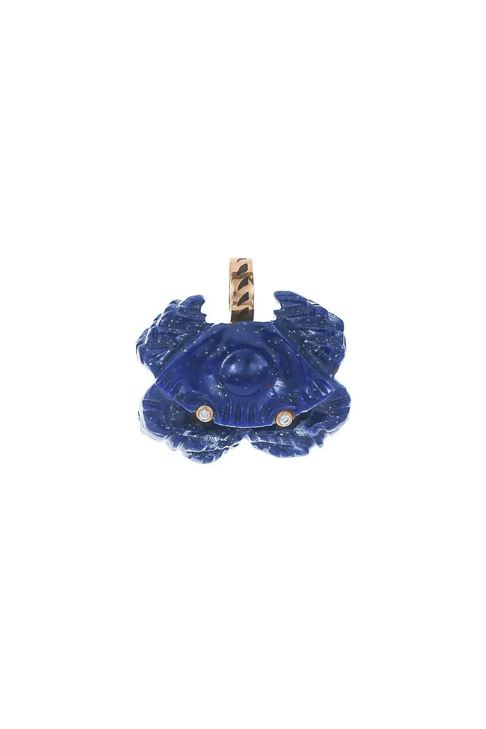 Lapis Diamond Carved Crab Pendant - 1
