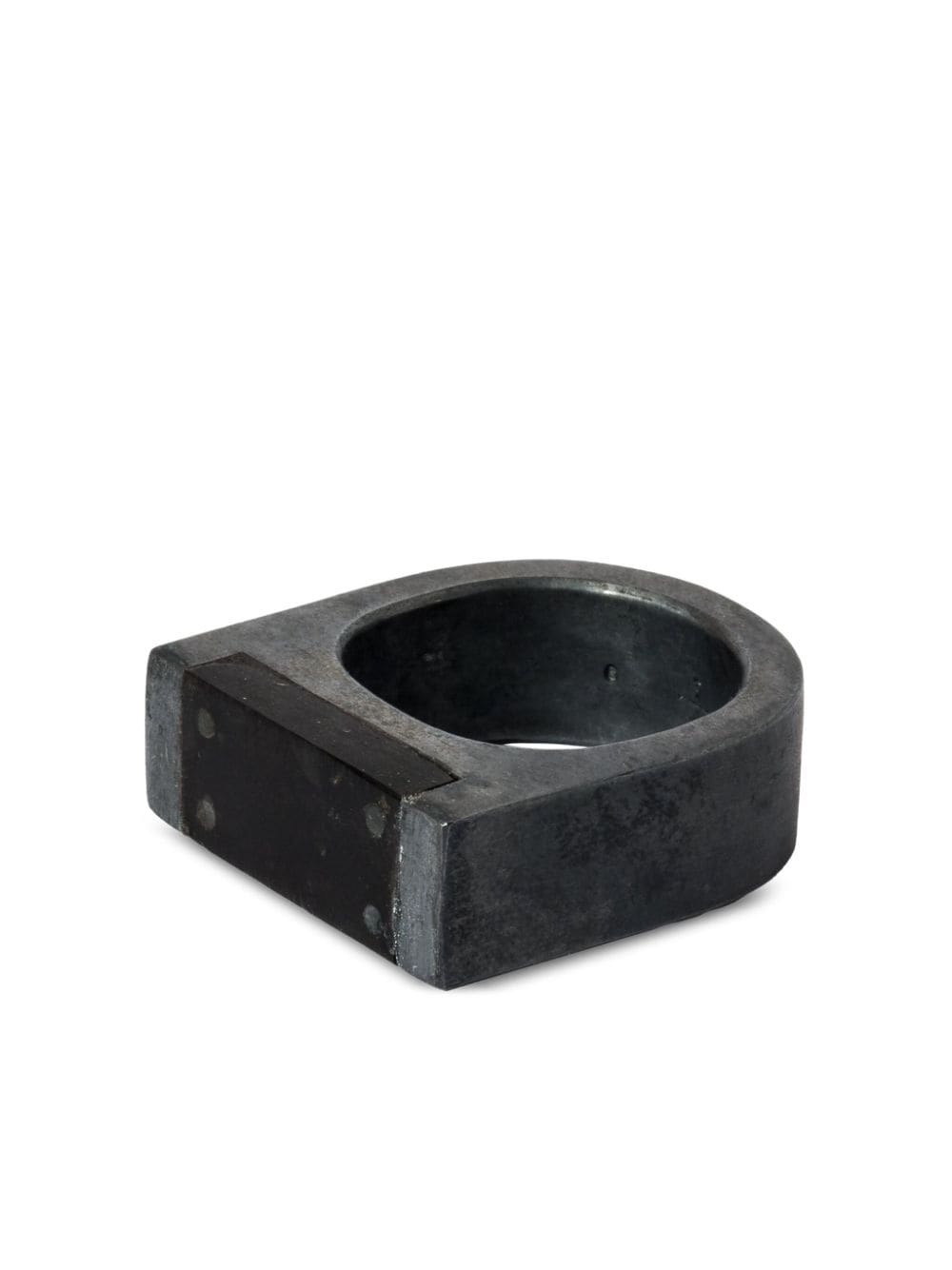 Plate Single matte jet sterling-silver ring - 3