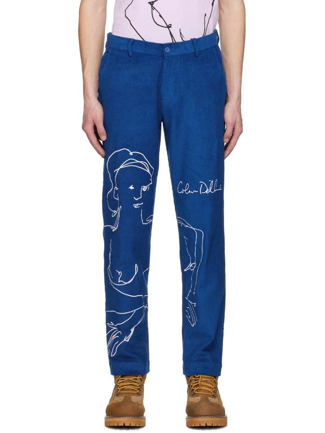 Blue Embroidered Trousers - 1