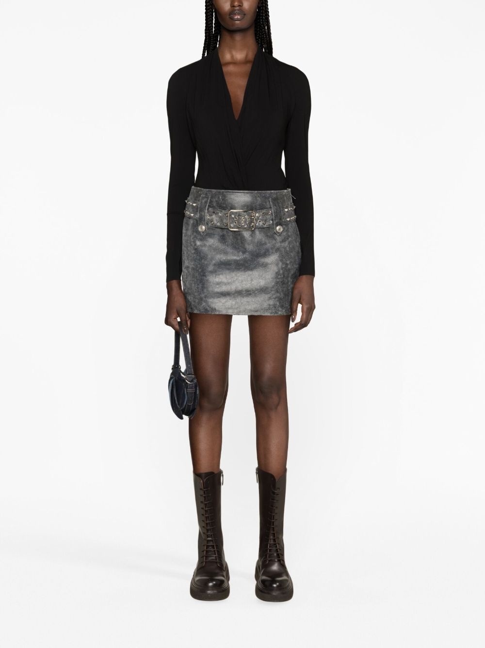 belted leather miniskirt - 2