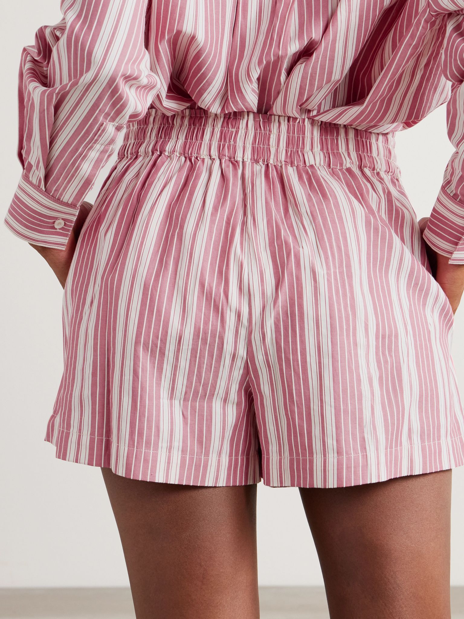 Elva striped cotton shorts Pink - 4