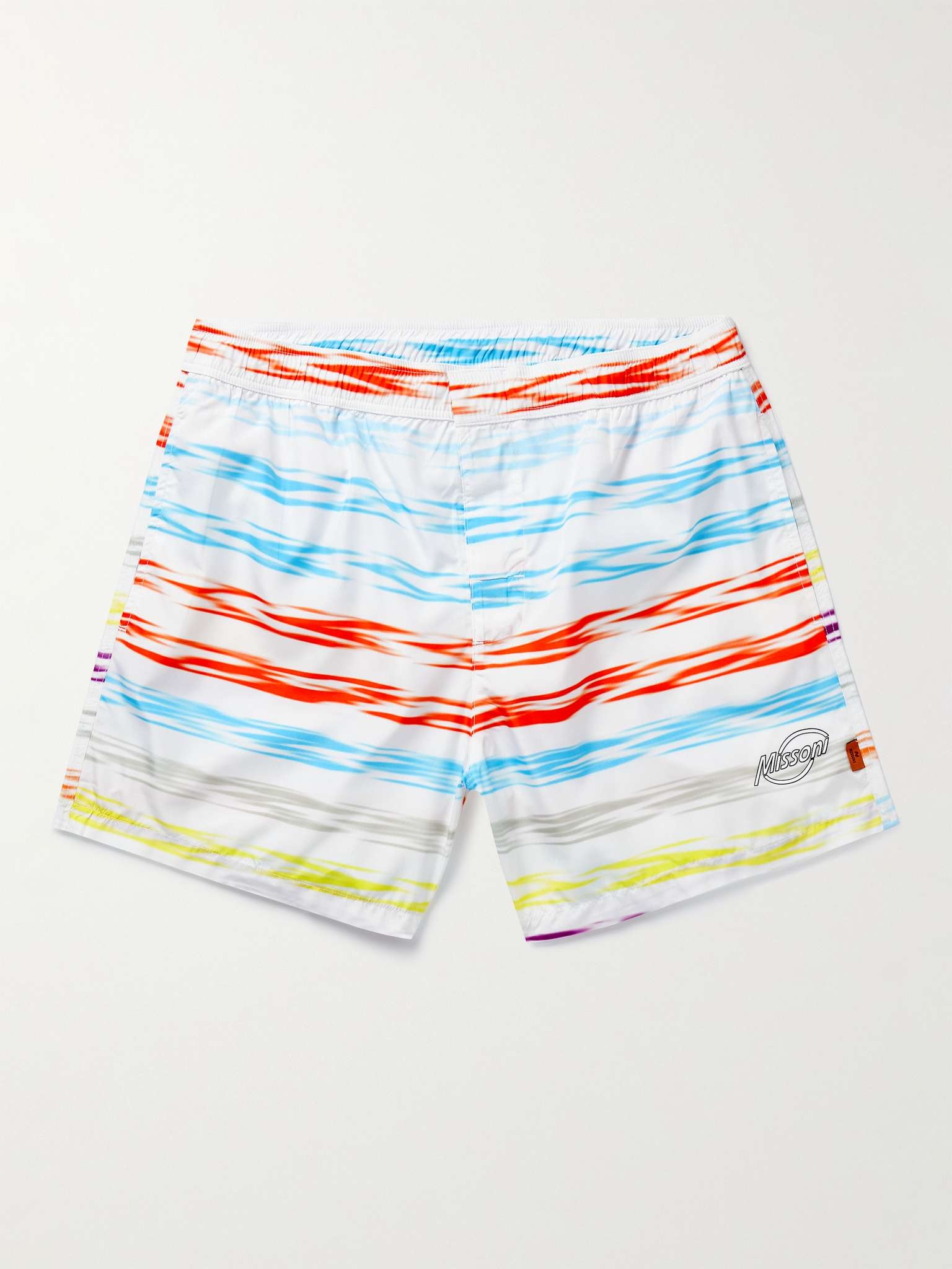 Slim-Fit Mid-Length Striped Swim Shorts - 1