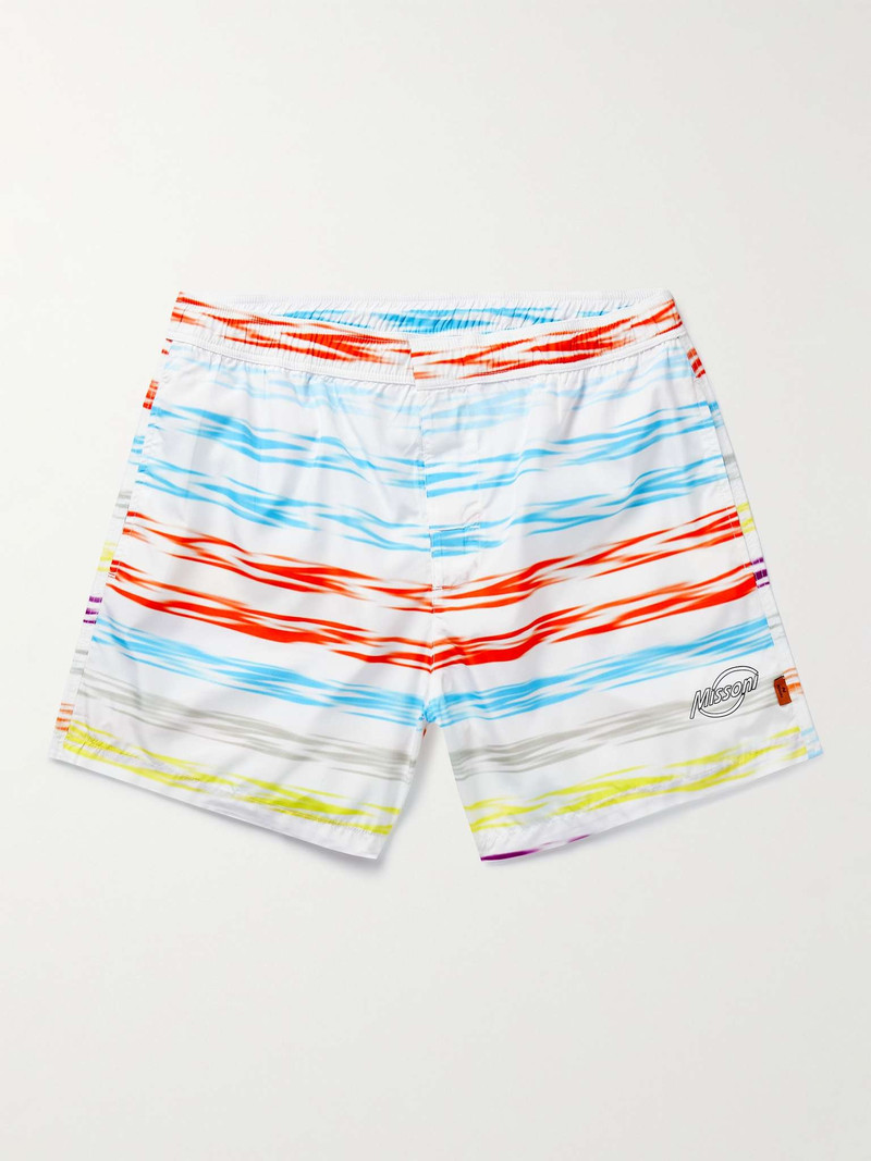 Slim-Fit Mid-Length Striped Swim Shorts 1