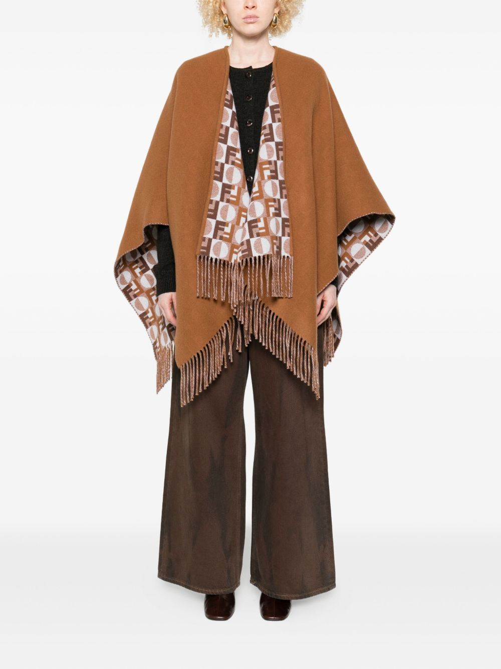 fringe-detail cape - 2