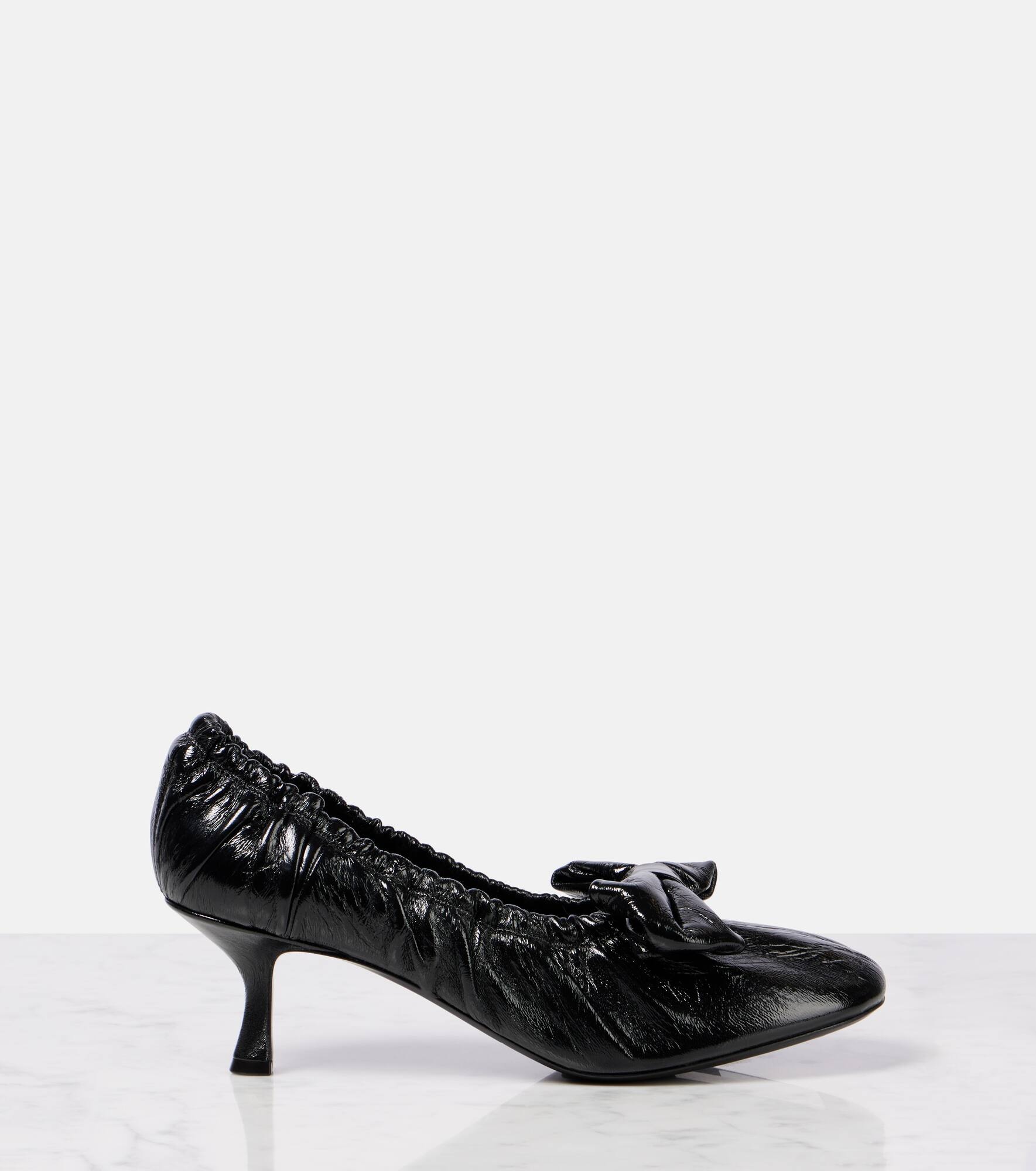 Bow-detail leather pumps - 4