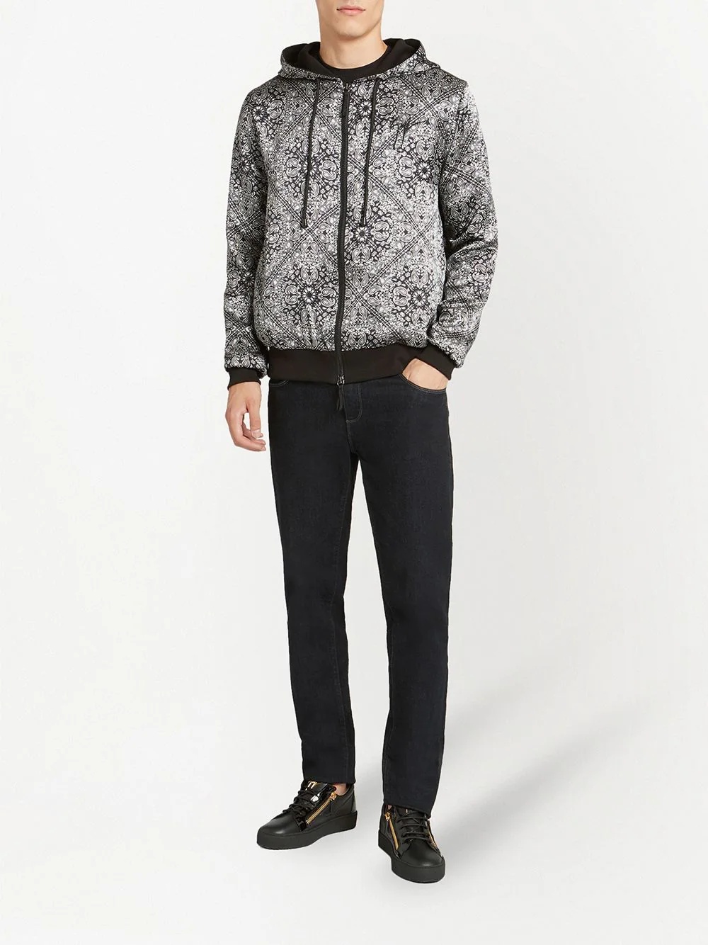 paisley print hooded jacket - 2