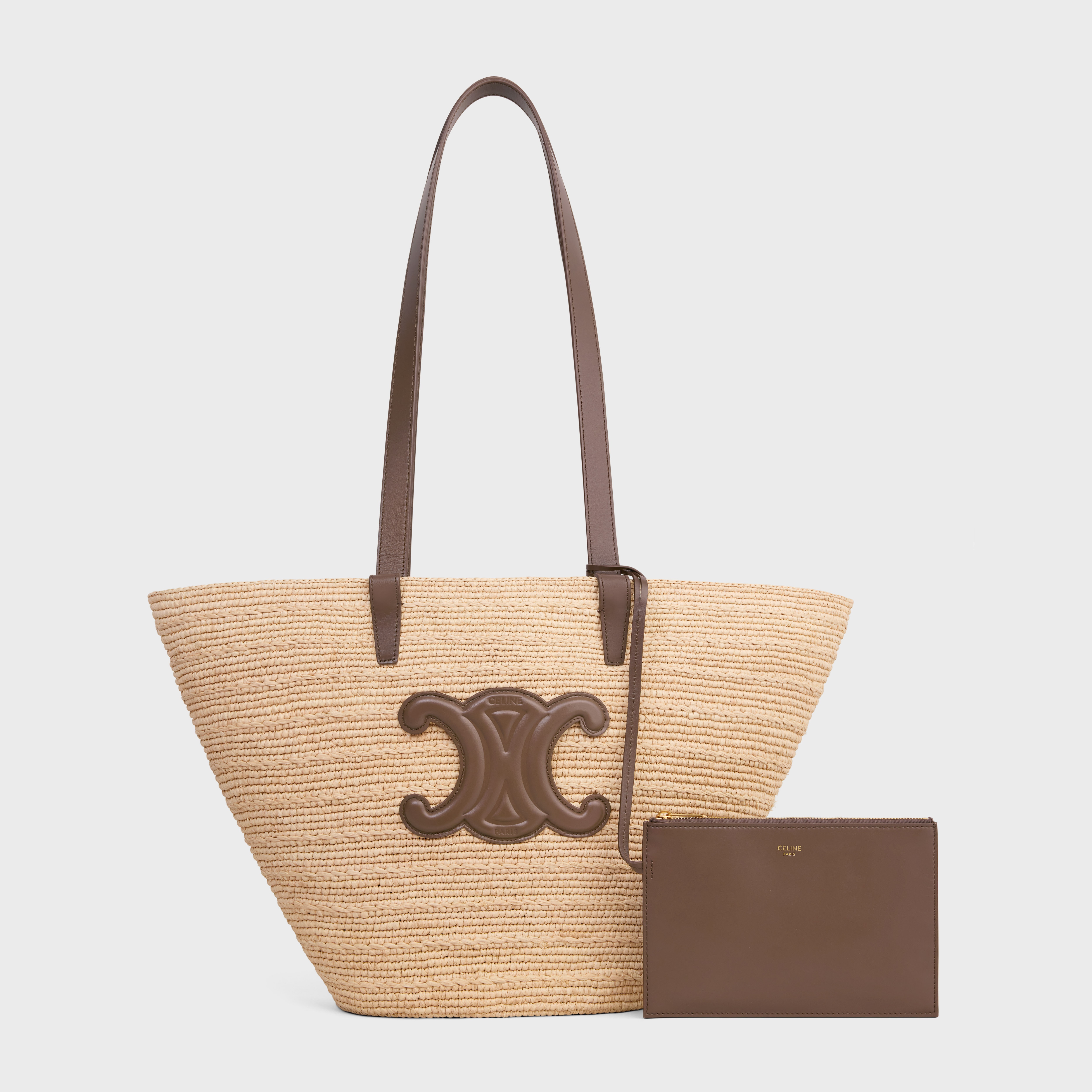 MEDIUM SUPPLE CELINE CLASSIC PANIER in Raffia and calfskin - 6