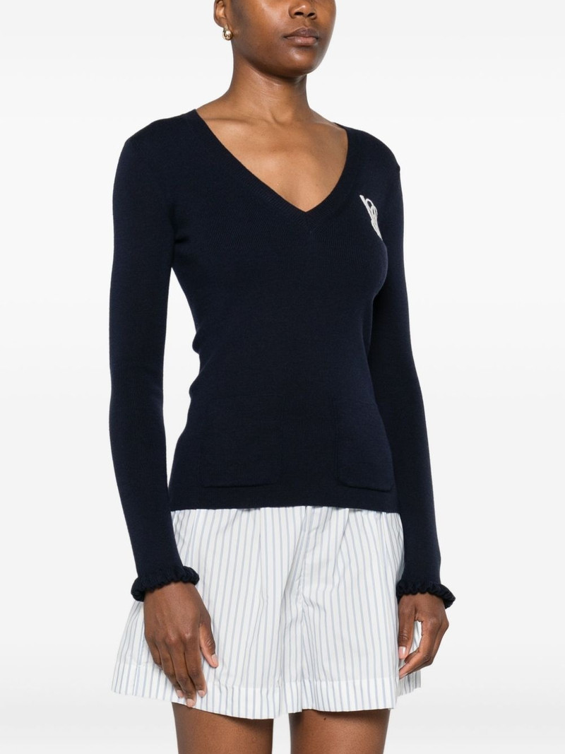 ruffled V-neck wool sweater 3