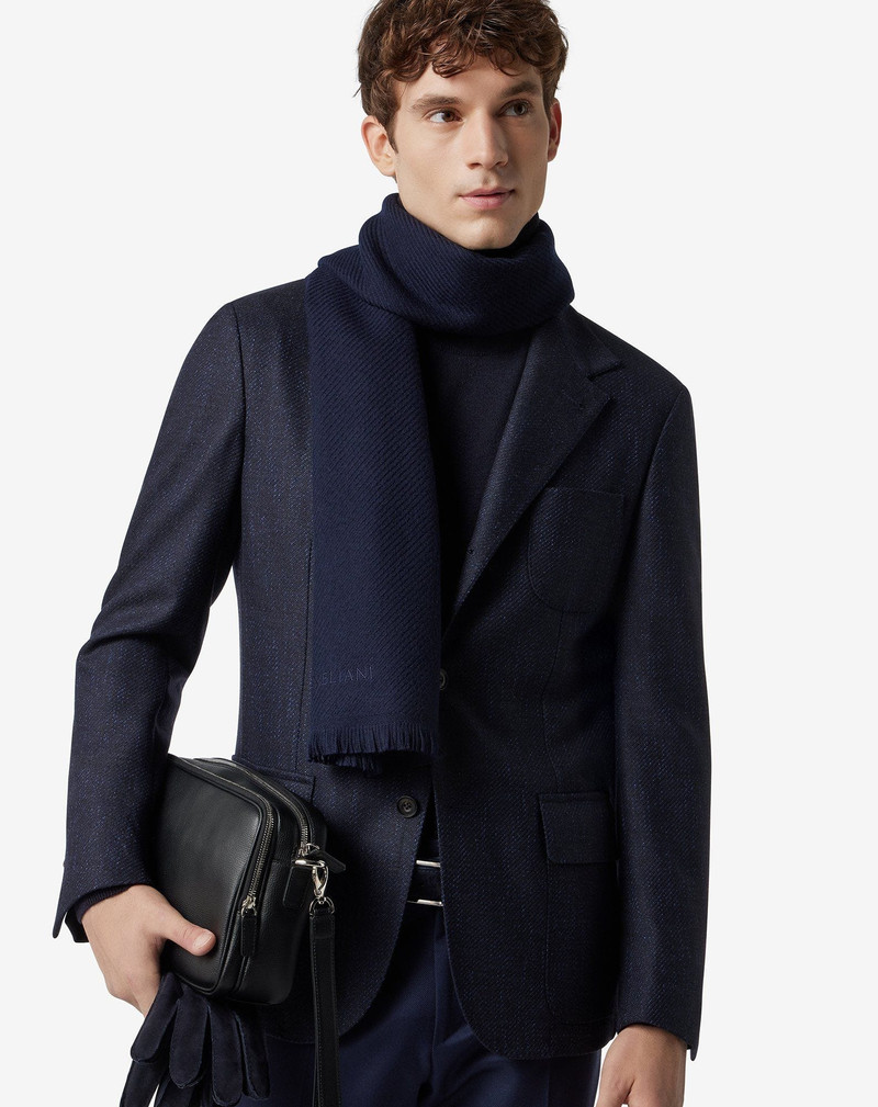 CORNELIANI Blue pure wool scarf outlook
