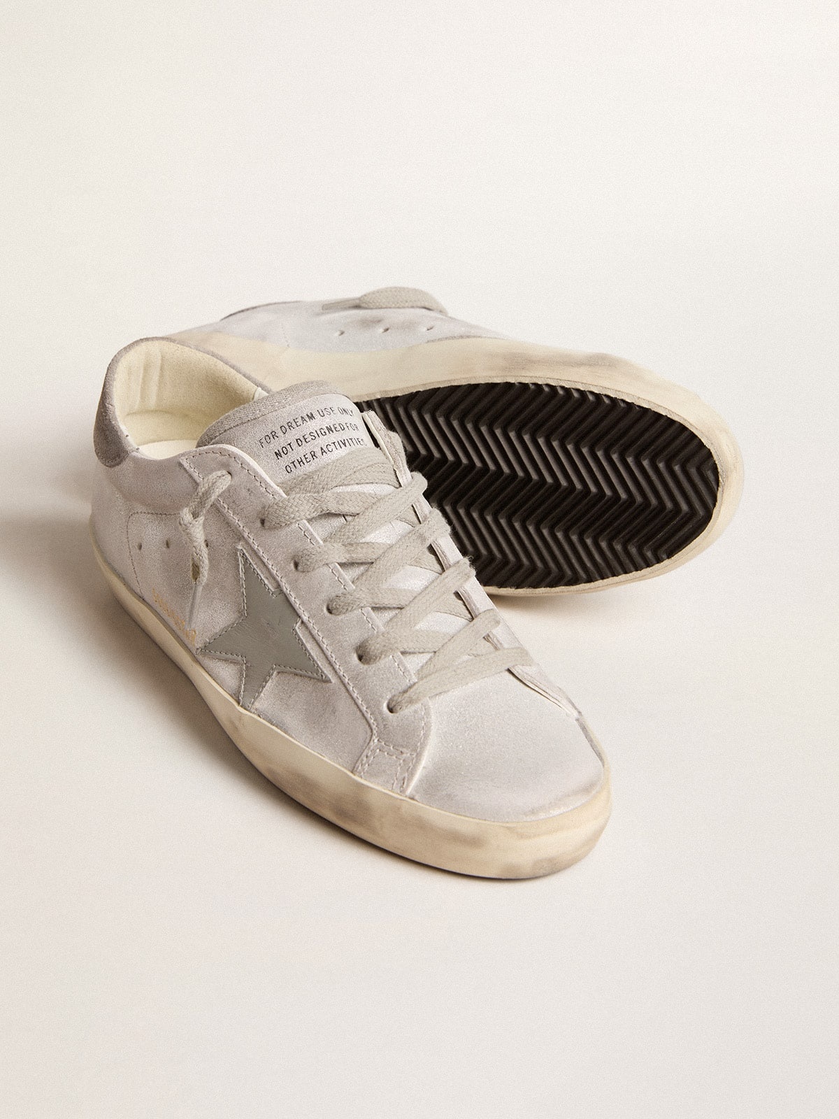 Golden Goose Super-Star sneakers in gray-white glitter