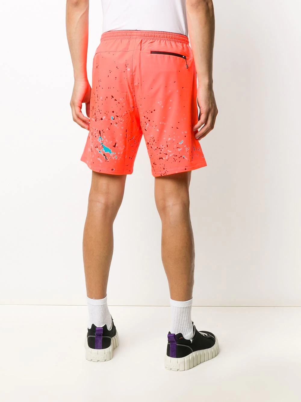 paint splatter effect contrast panel shorts - 4