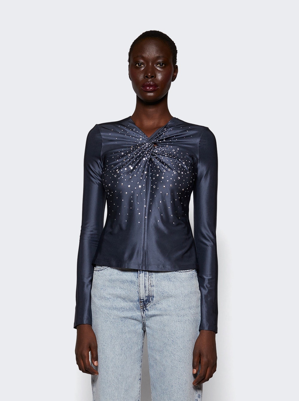 Embellished Long Sleeve Top Ardoise - 3