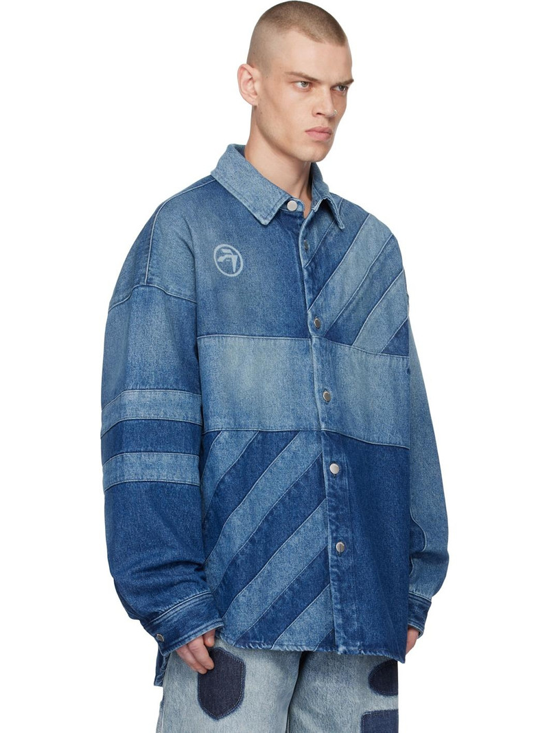 Indigo Patchwork Denim Shirt 2
