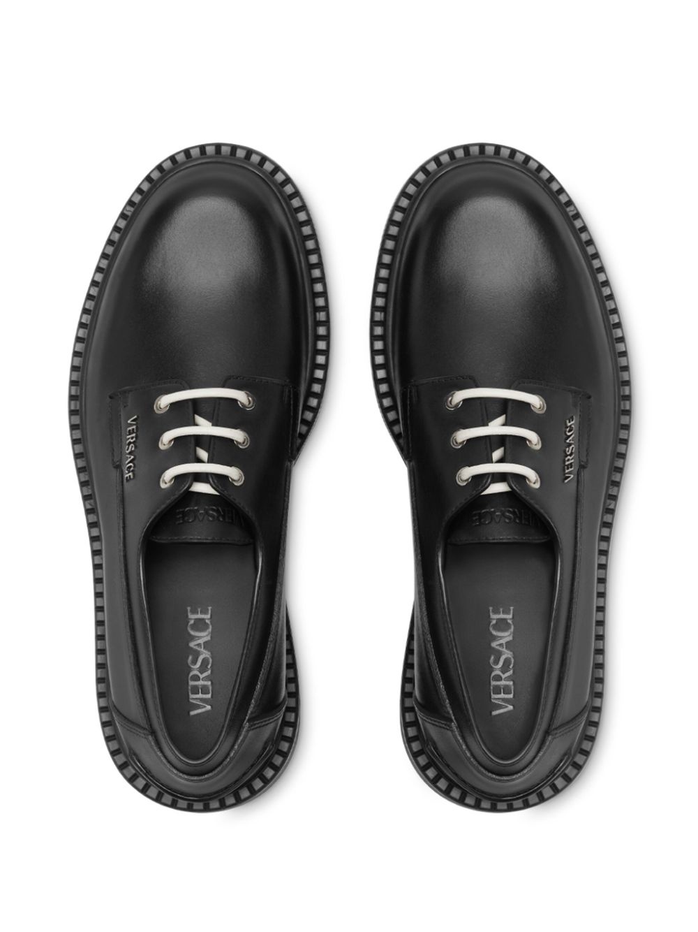 logo-lettering leather shoes - 3