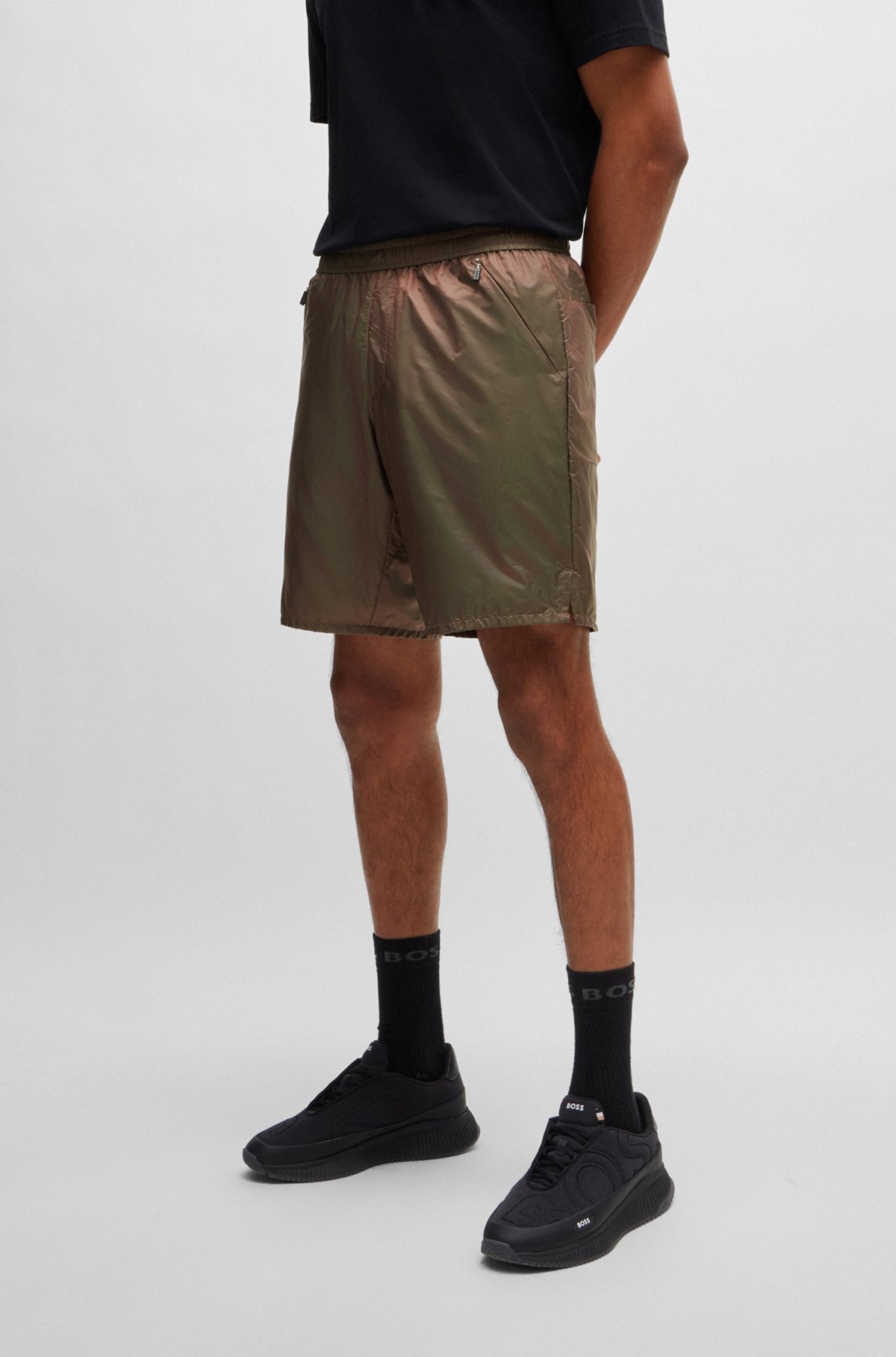 SLIM-FIT SHORTS IN IRIDESCENT RIPSTOP WITH INNER SHORTS - 2