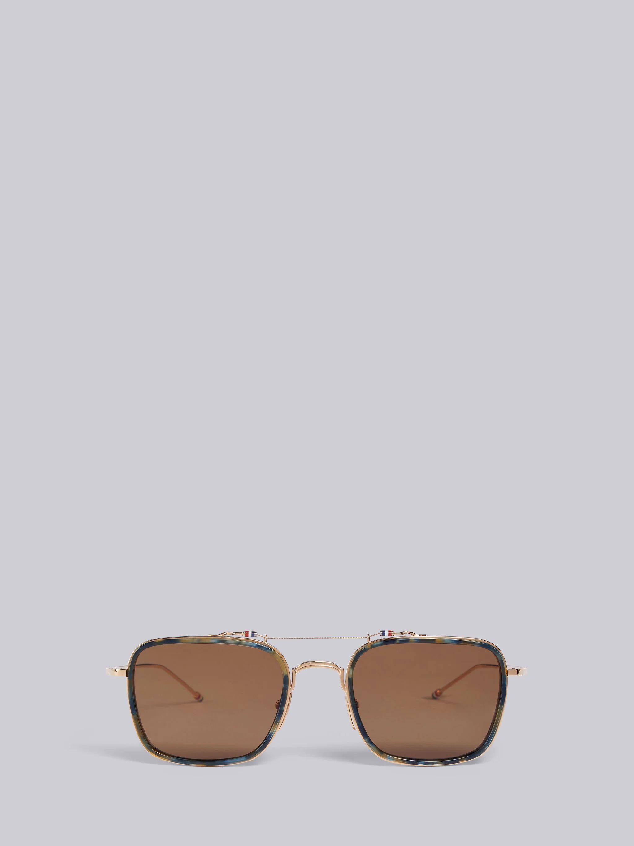 TB816 - Navy Tortoise Rectangular Aviator Glasses - 1