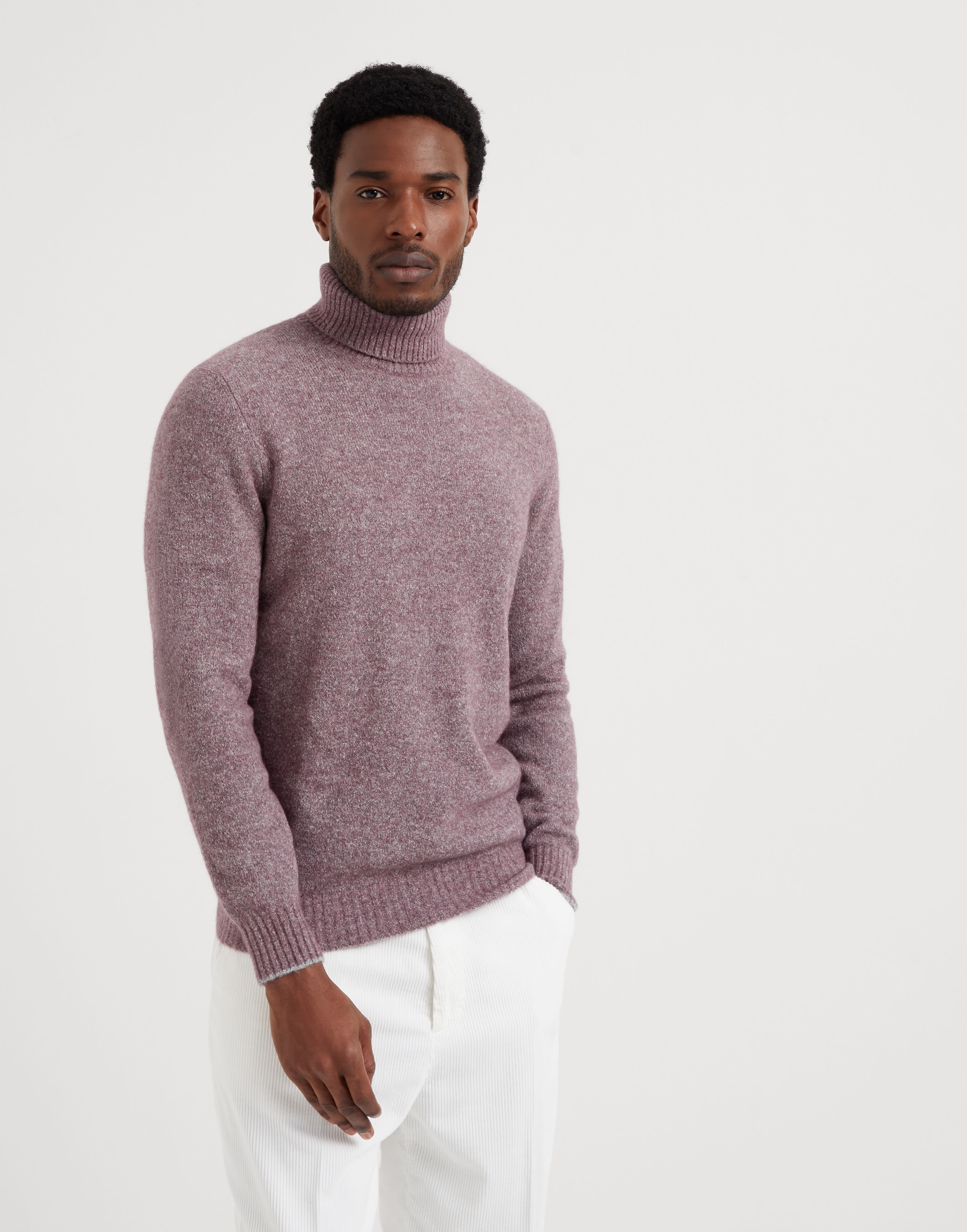 Flecked alpaca, cotton and wool turtleneck sweater - 1