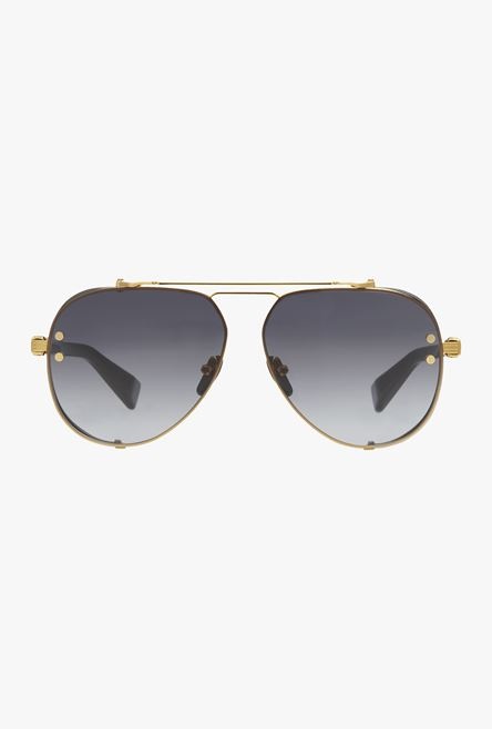 Black and gold-tone titanium Captaine sunglasses - 1