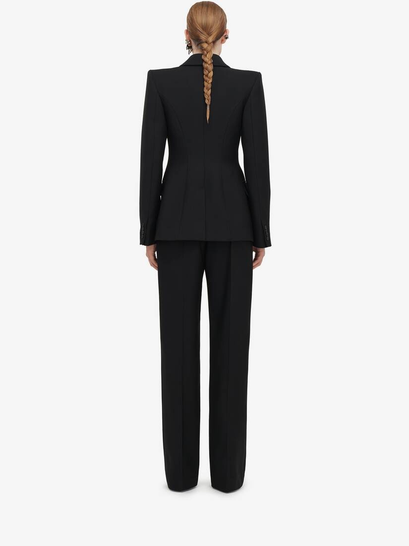 Women's Upside-down Lapel Jacket in Black - 4