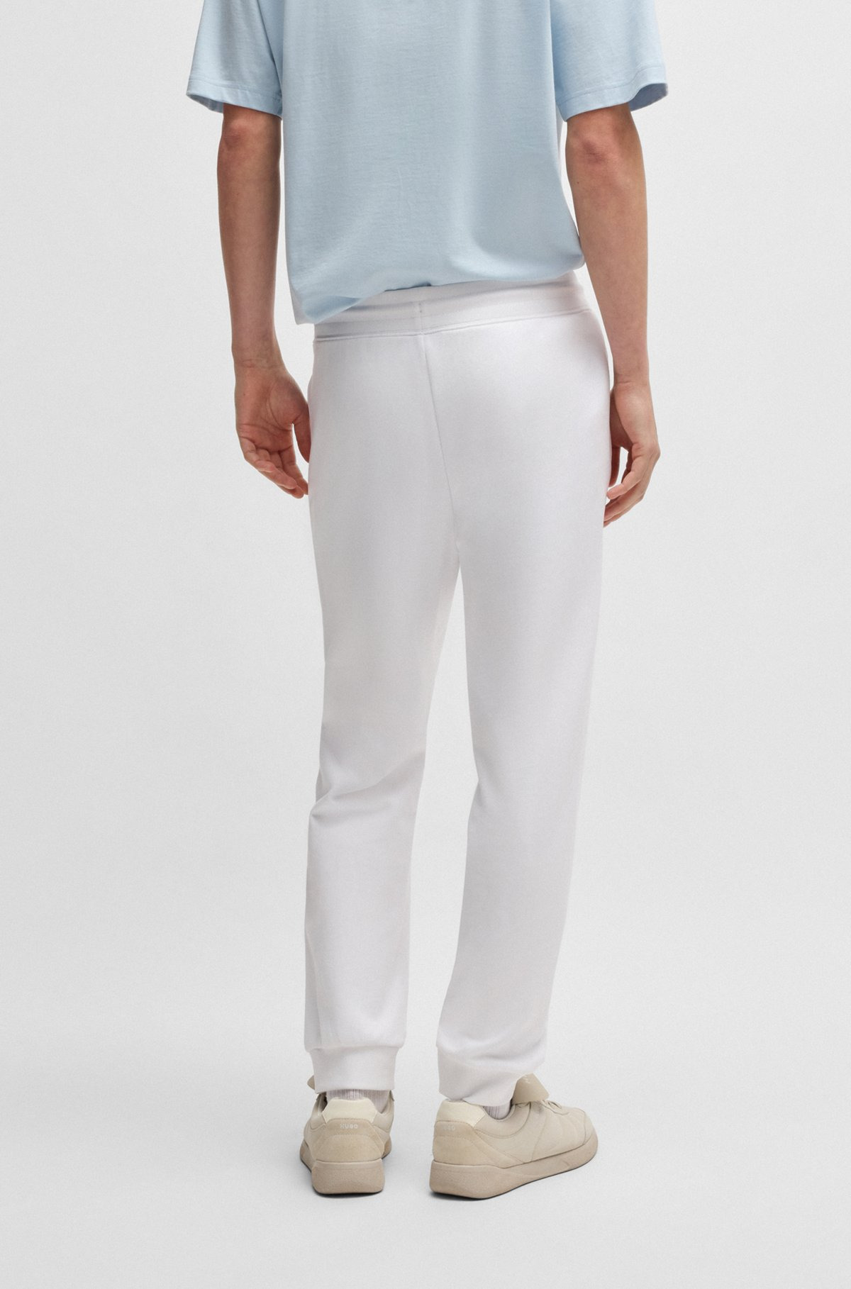 COTTON-TERRY TRACKSUIT BOTTOMS WITH HAPPY HUGO LOGO PATCH - 5