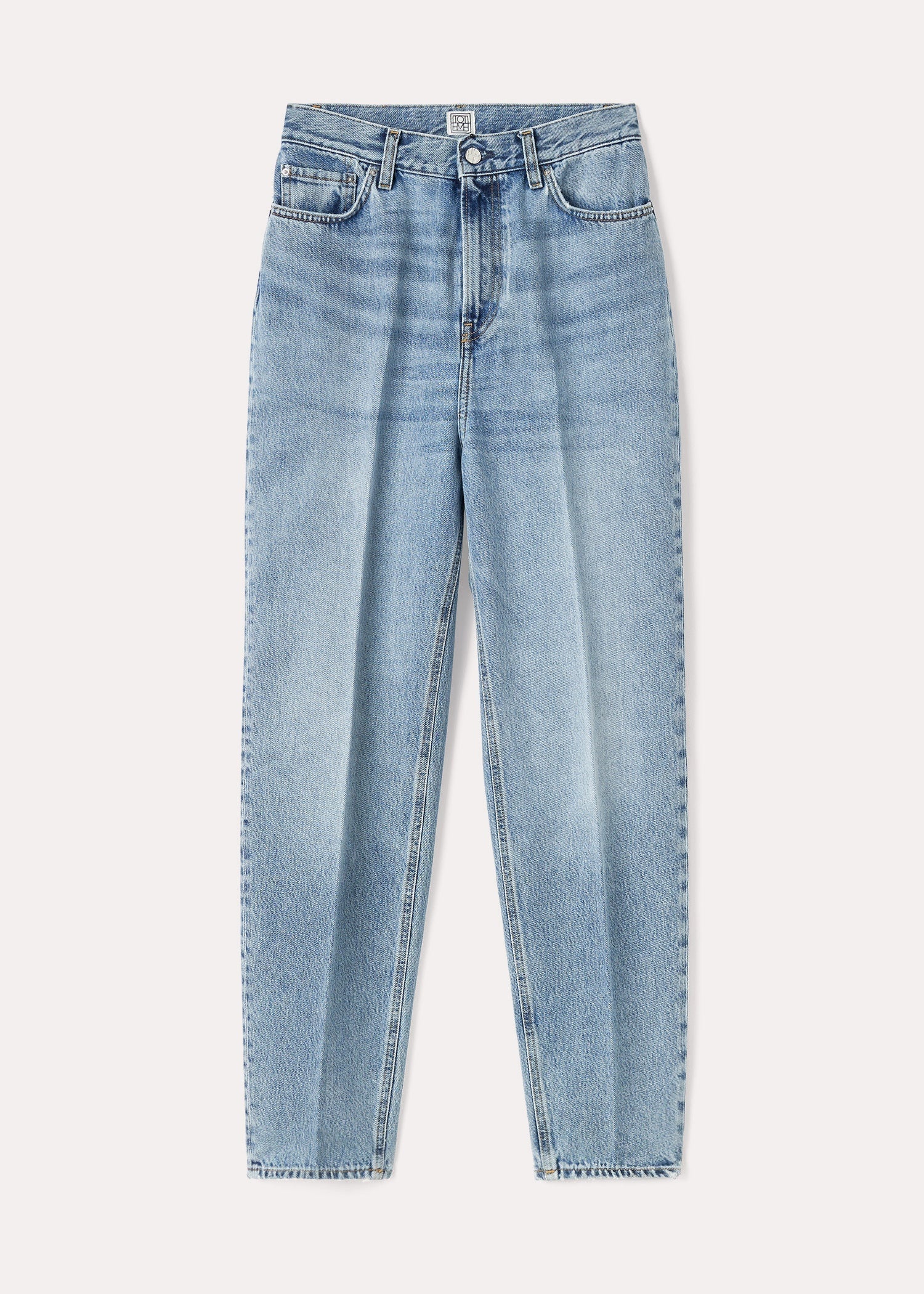 Tapered leg denim worn blue - 1