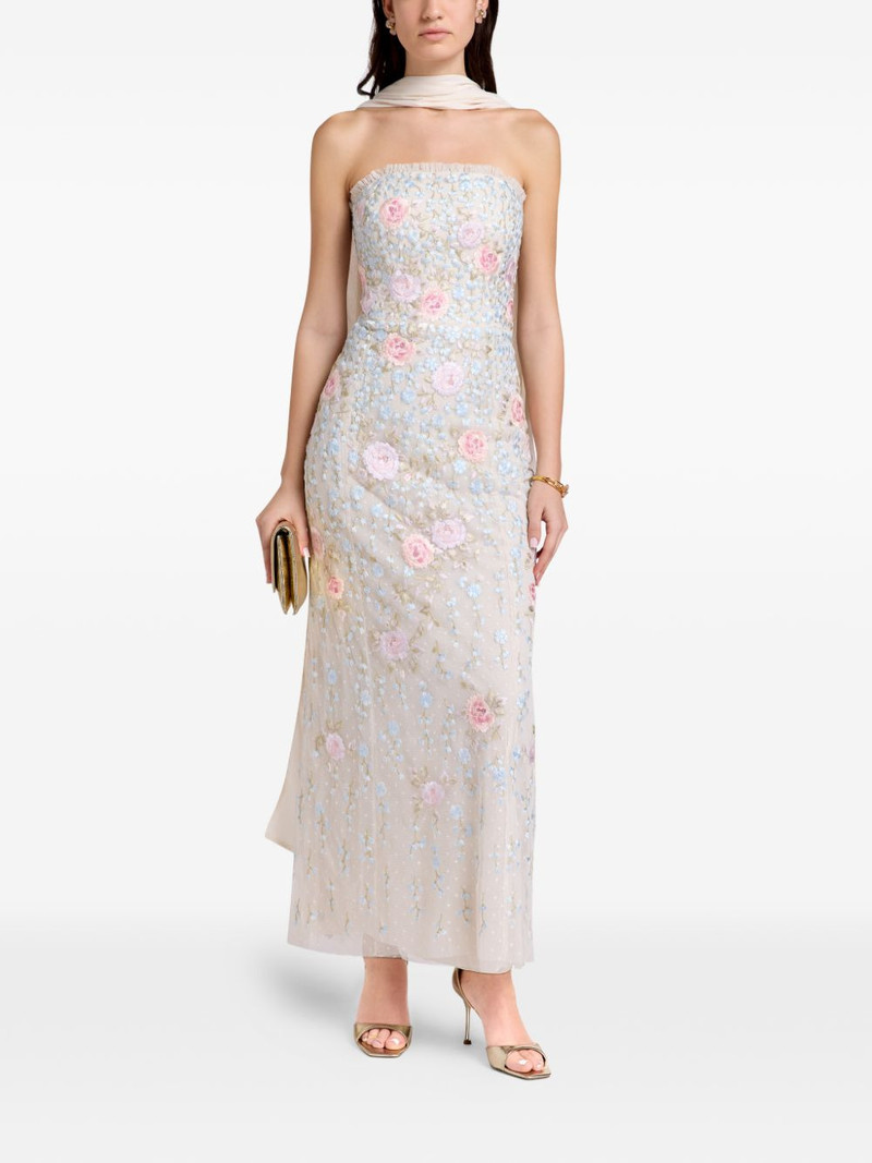 floral-embellished strapless midi dress 1