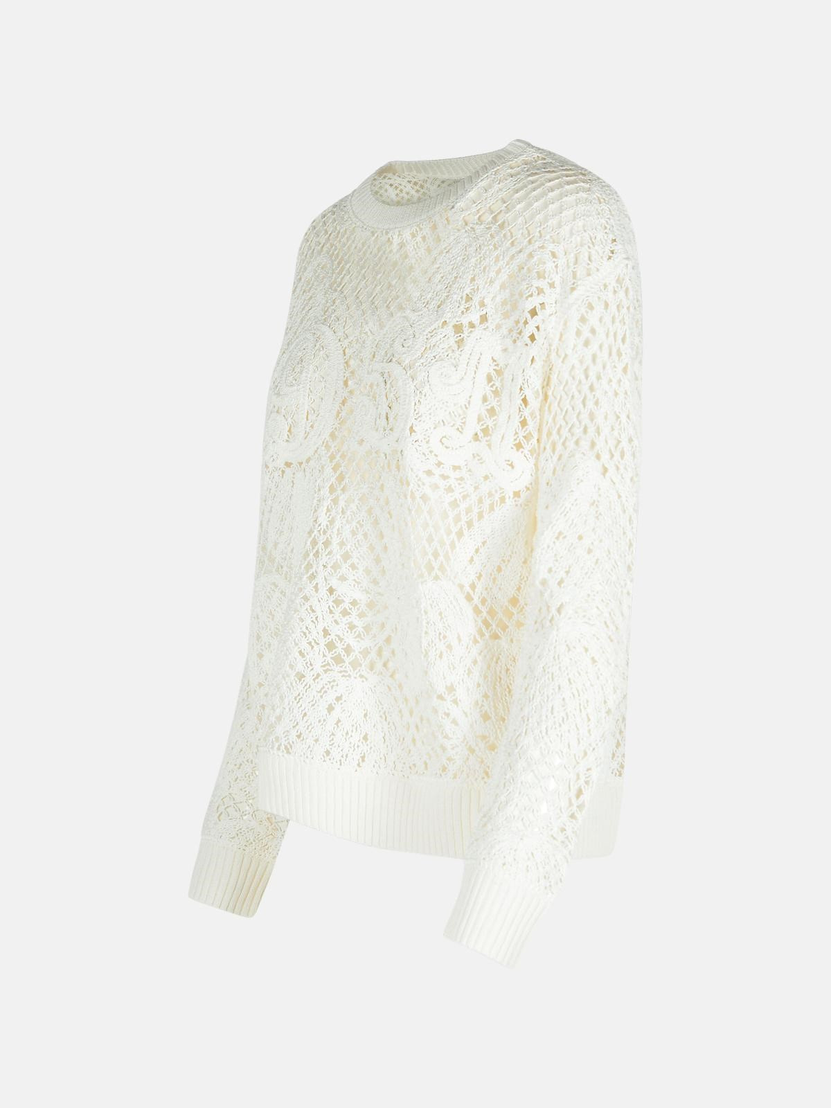 'FAREA' WHITE COTTON BLEND SWEATER - 2