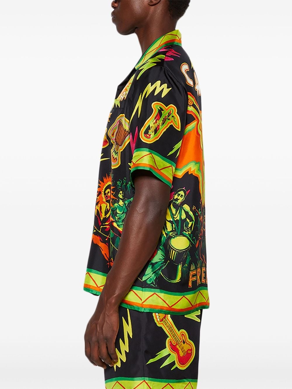 graphic-print silk shirt - 4