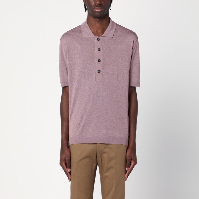 TAGLIATORE - Tagliatore Lilac Silk-Blend Polo Shirt Men - 1