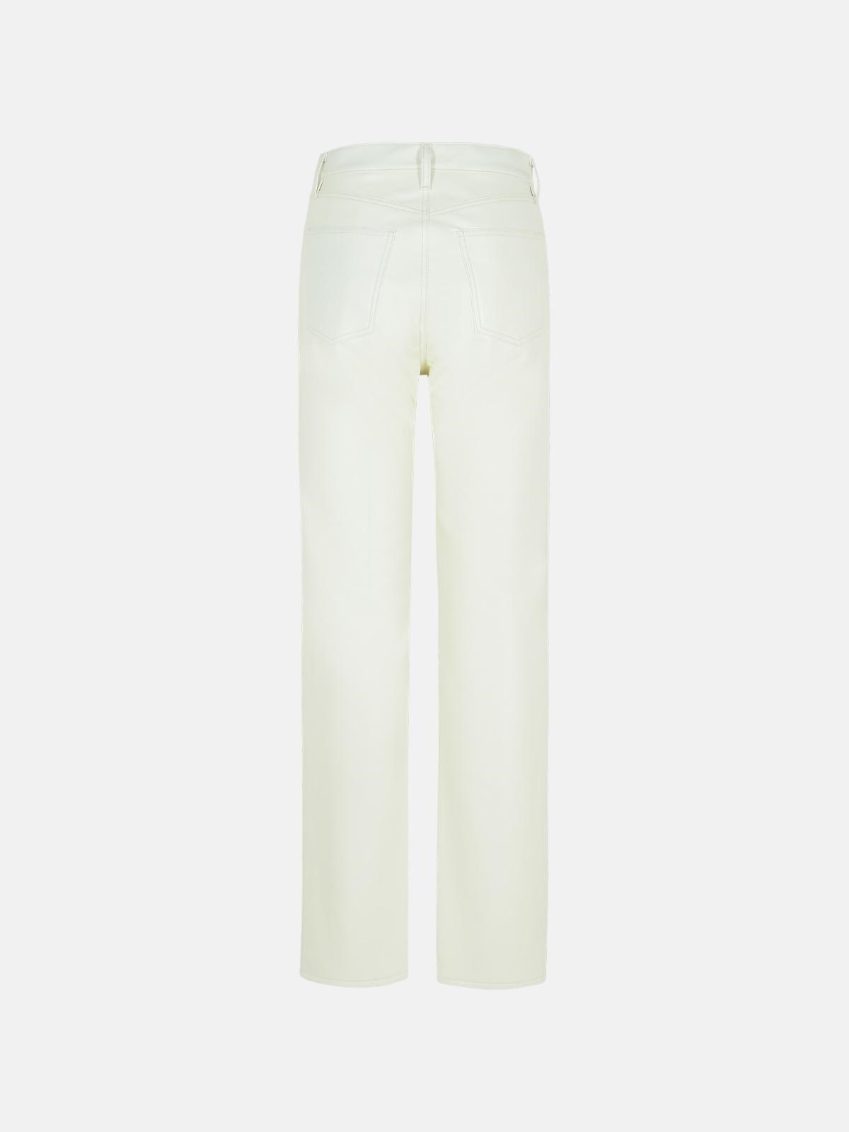 '90'S PINCH' WHITE RECYCLED LEATHER BLEND JEANS - 3