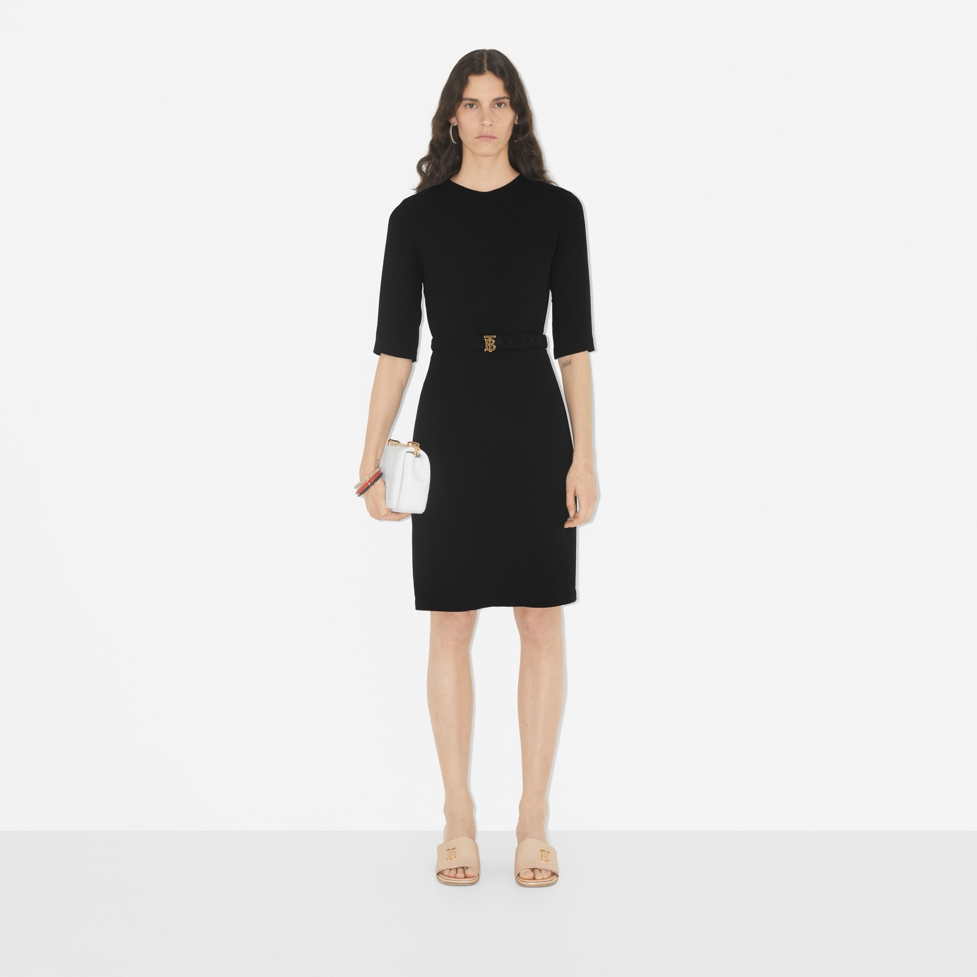 Burberry Monogram Motif Viscose Belted Dress | REVERSIBLE