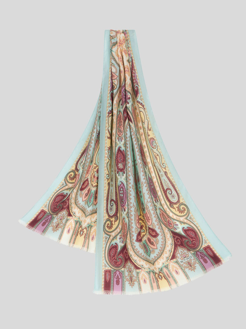 PAISLEY SILK AND CASHMERE SCARF - 1