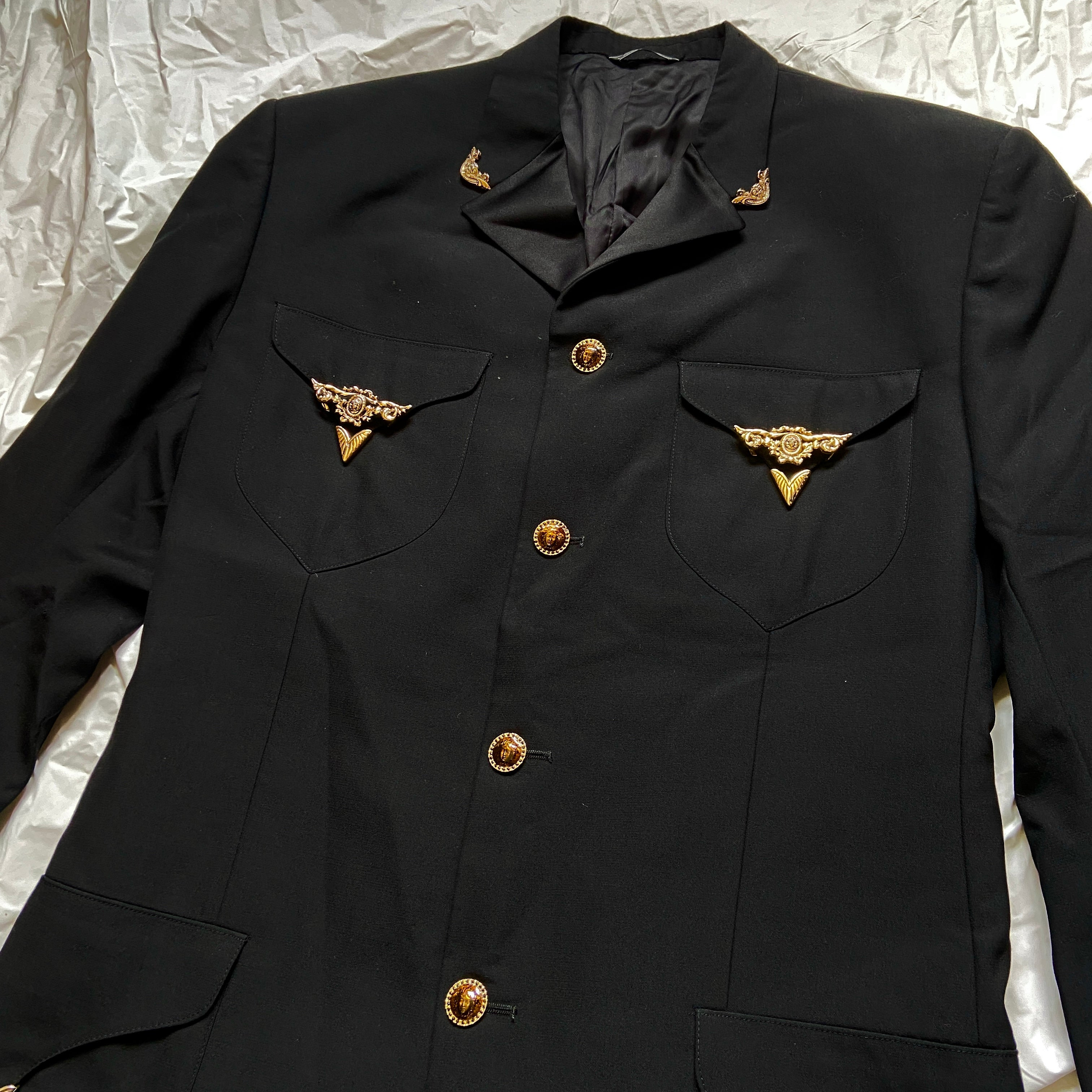 Gianni Versace 92aw gold embellishment western cowboy blazer 52 - 8