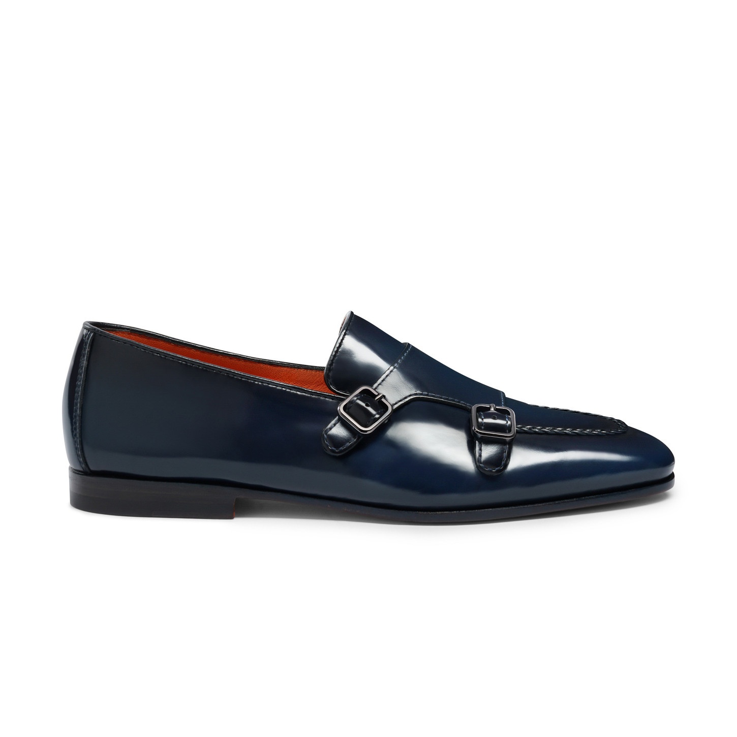 Men’s blue leather double-buckle loafer - 1
